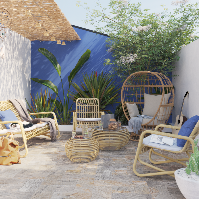 almofada para sofá de jardim - material jeans azul