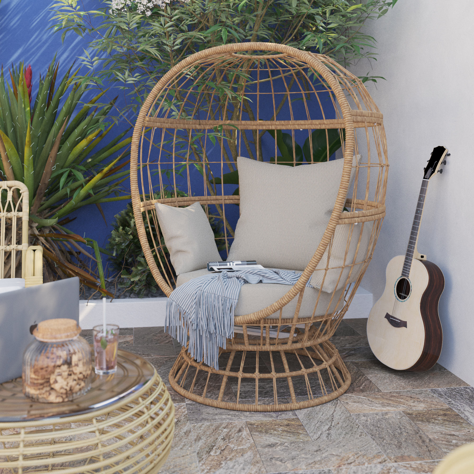 Cadeira ovo relax aço bege Juno Naterial - 5