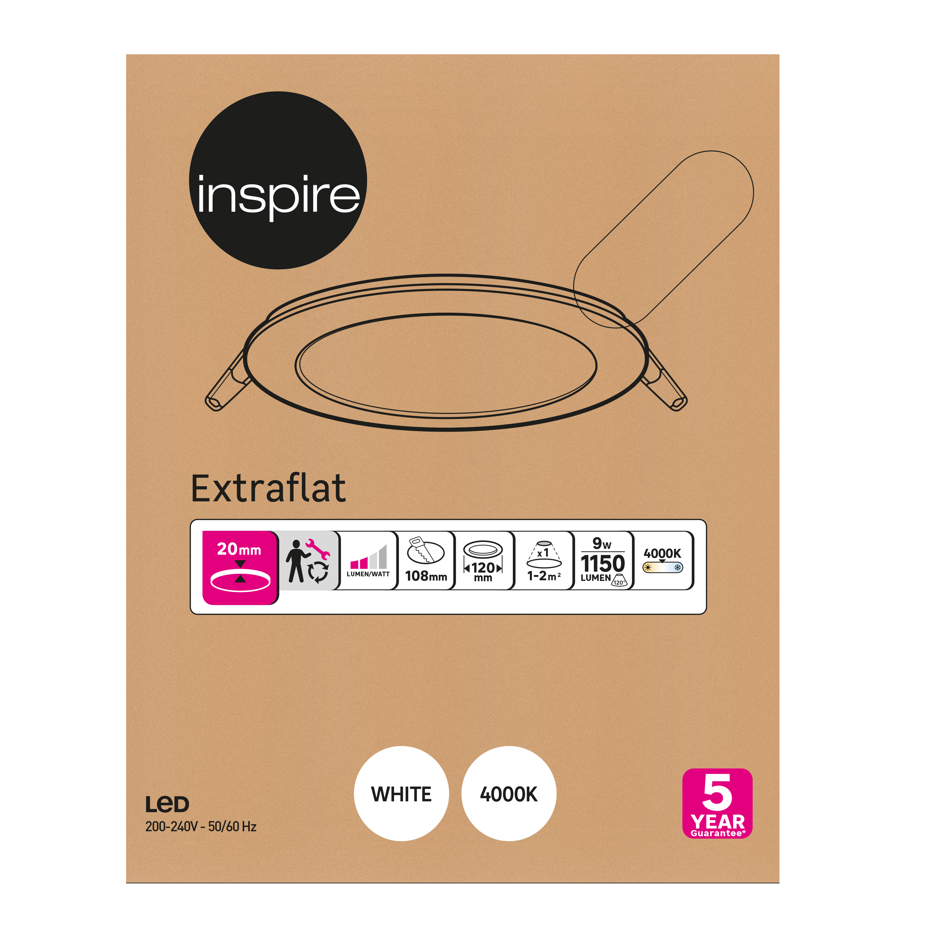 Downlight LED empotrable INSPIRE EXTRAFLAT blanco redondo ø12 cm 1160 lm 4000K CRI 89-80 luz natural y fiel IP20 - Foco LED empotrado para techos - 7