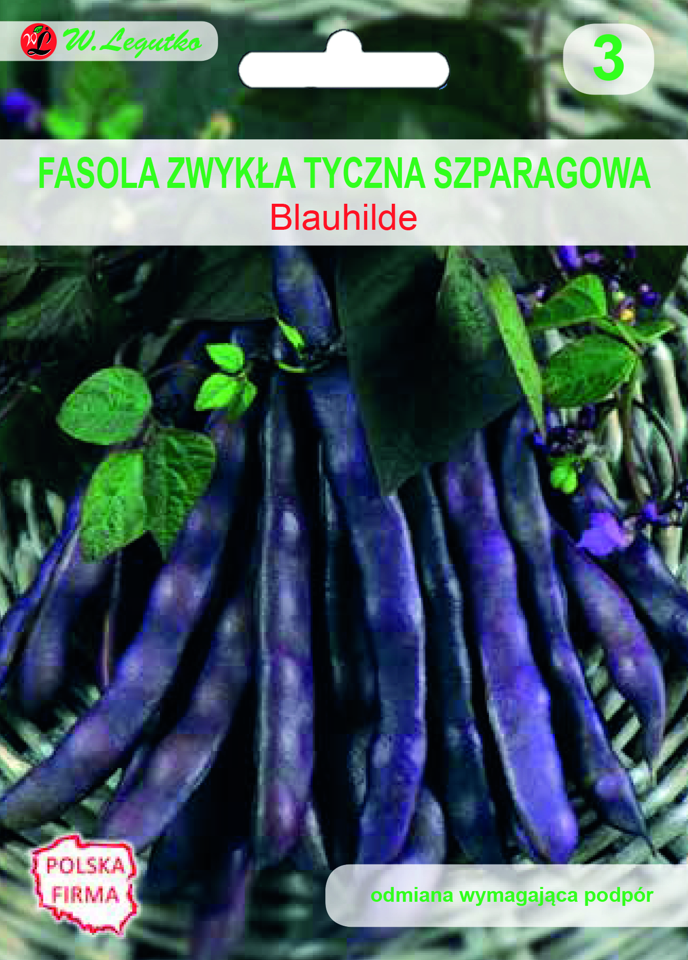 Fasola szparagowa tyczna Blauhilde nasiona 17g W. Legutko