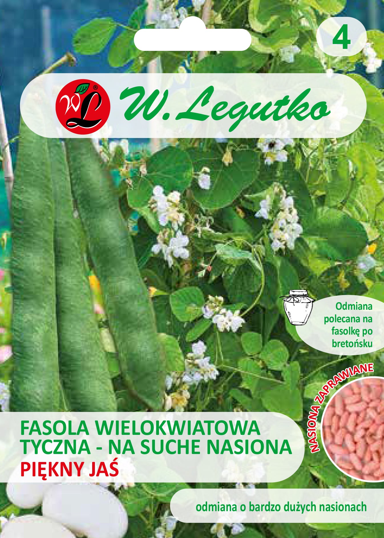 Fasola tyczna wielokwiatowa Piękny Jaś nasiona 38g W. Legutko