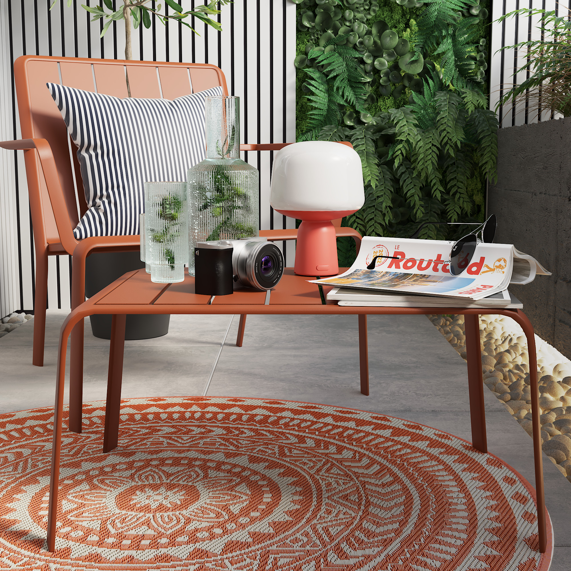 Sedia da giardino in alluminio con braccioli Idaho NATERIAL, seduta in alluminio arancione - 5