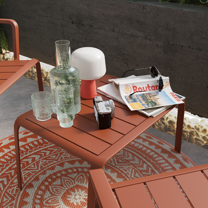 mesa de café-jardim-terraço-alumínio-refrigerante-laranja-material idaho