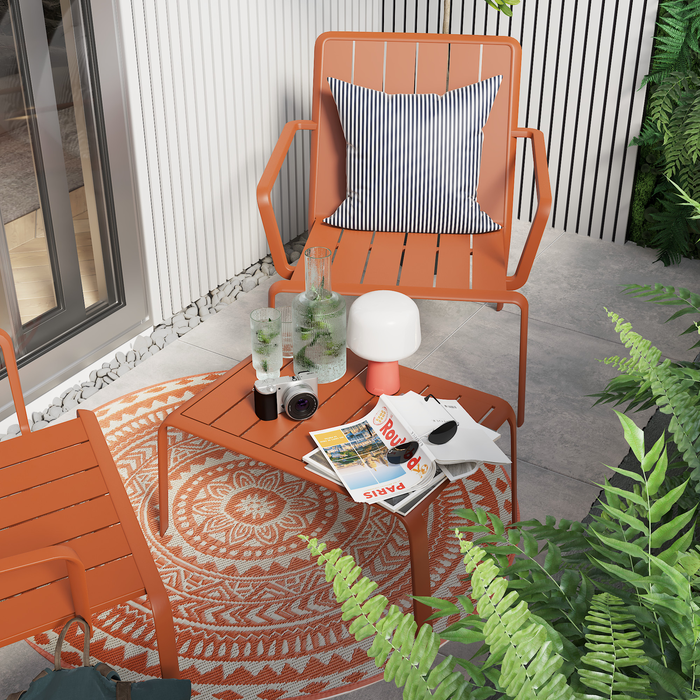 mesa de café-jardim-terraço-alumínio-refrigerante-laranja-material idaho