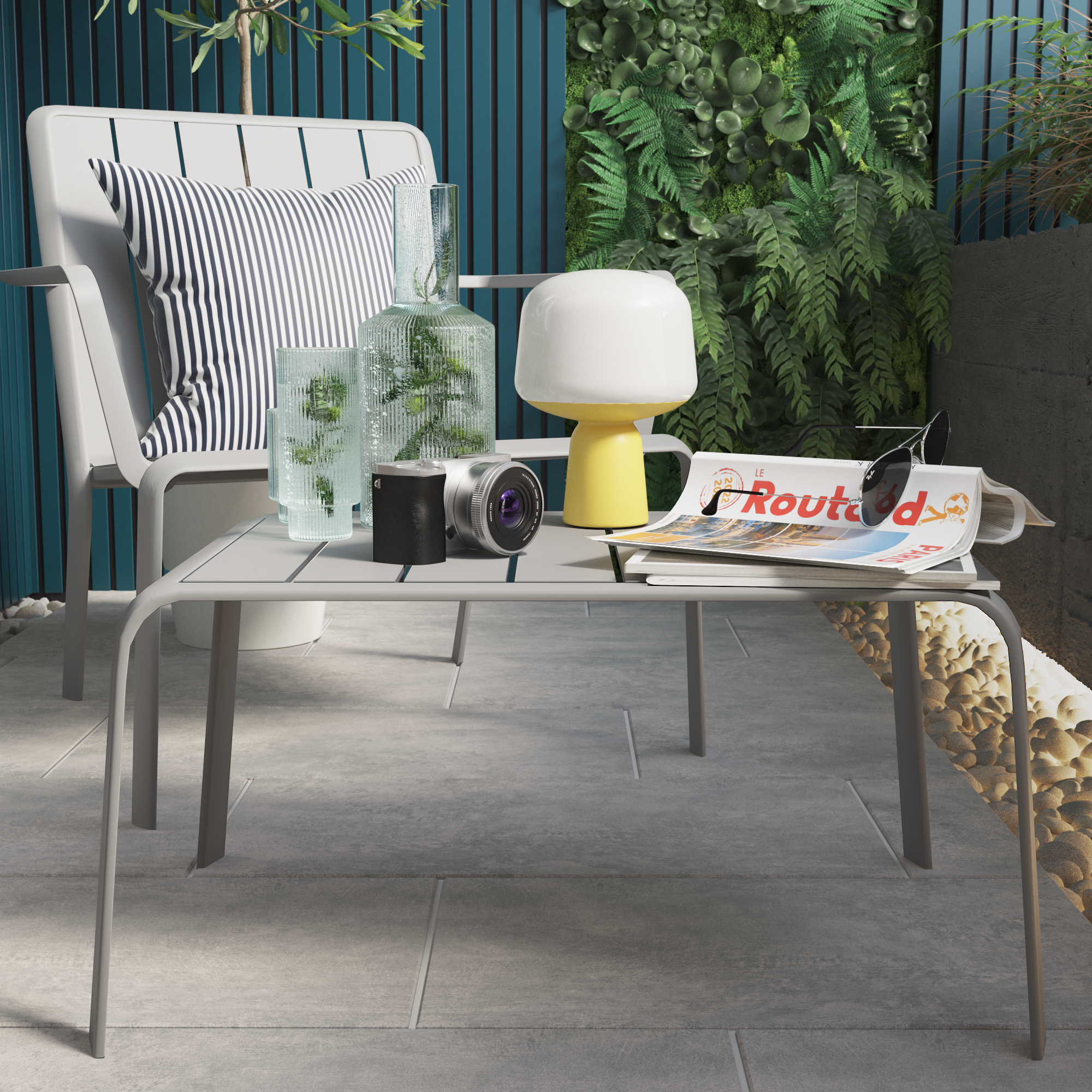 Sedia da giardino con braccioli Idaho NATERIAL, struttura e seduta in alluminio grigio - 5