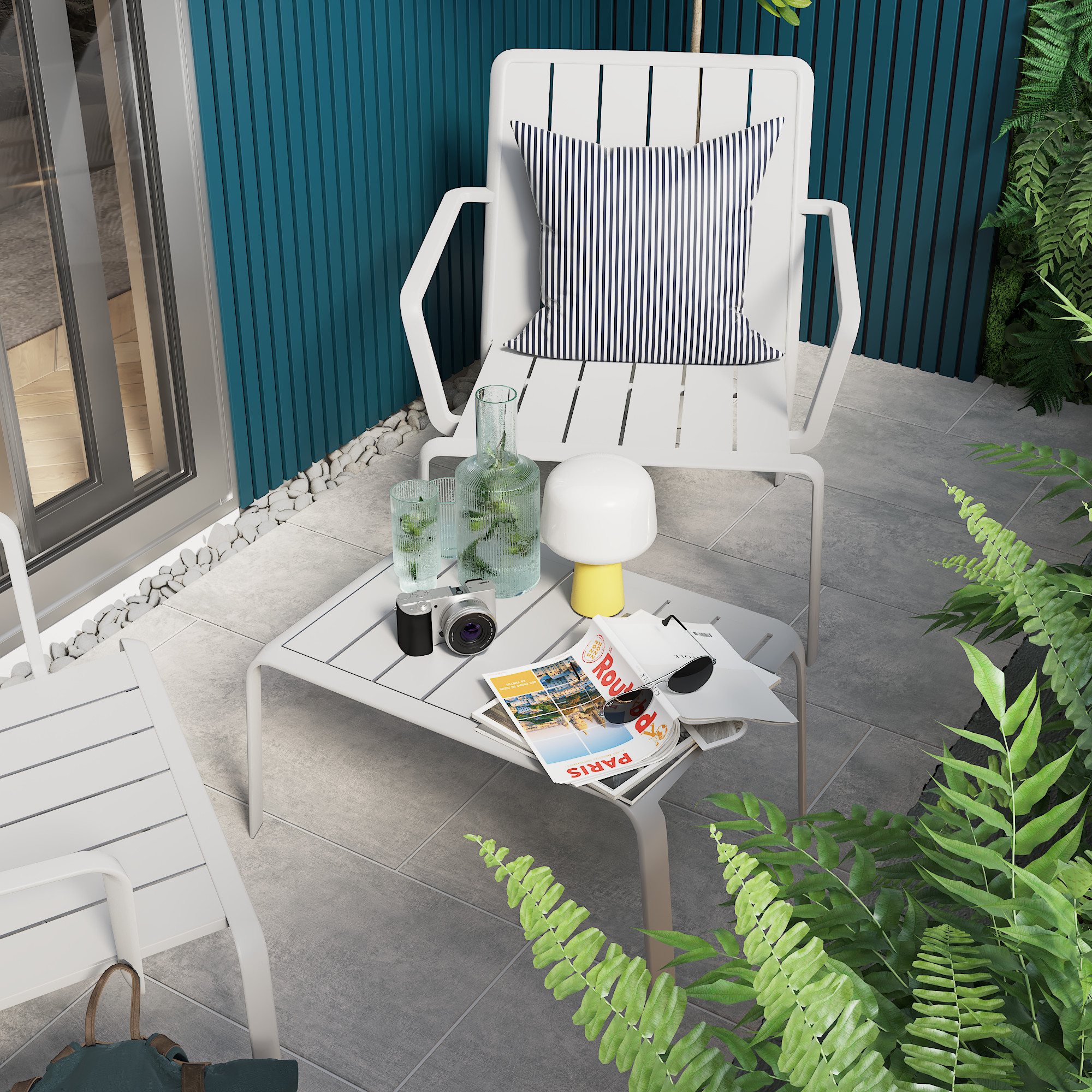 Sedia da giardino con braccioli Idaho NATERIAL, struttura e seduta in alluminio grigio - 4