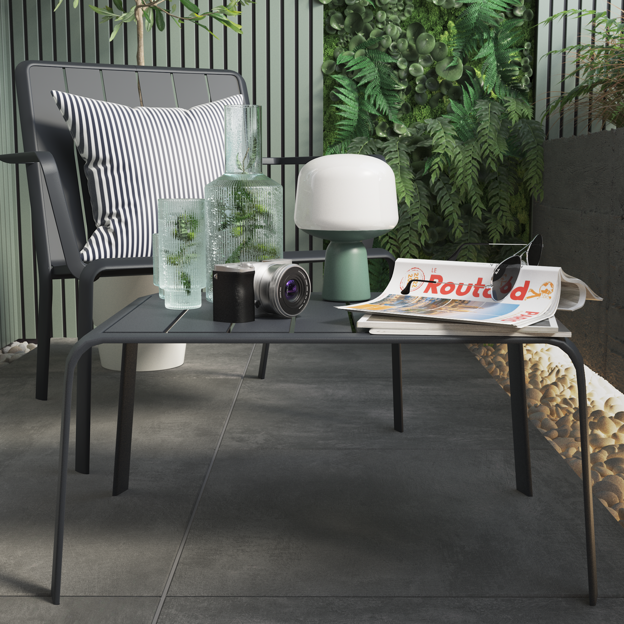 Sedia da giardino con braccioli Idaho NATERIAL, struttura in alluminio grigio, seduta in alluminio antracite - 3