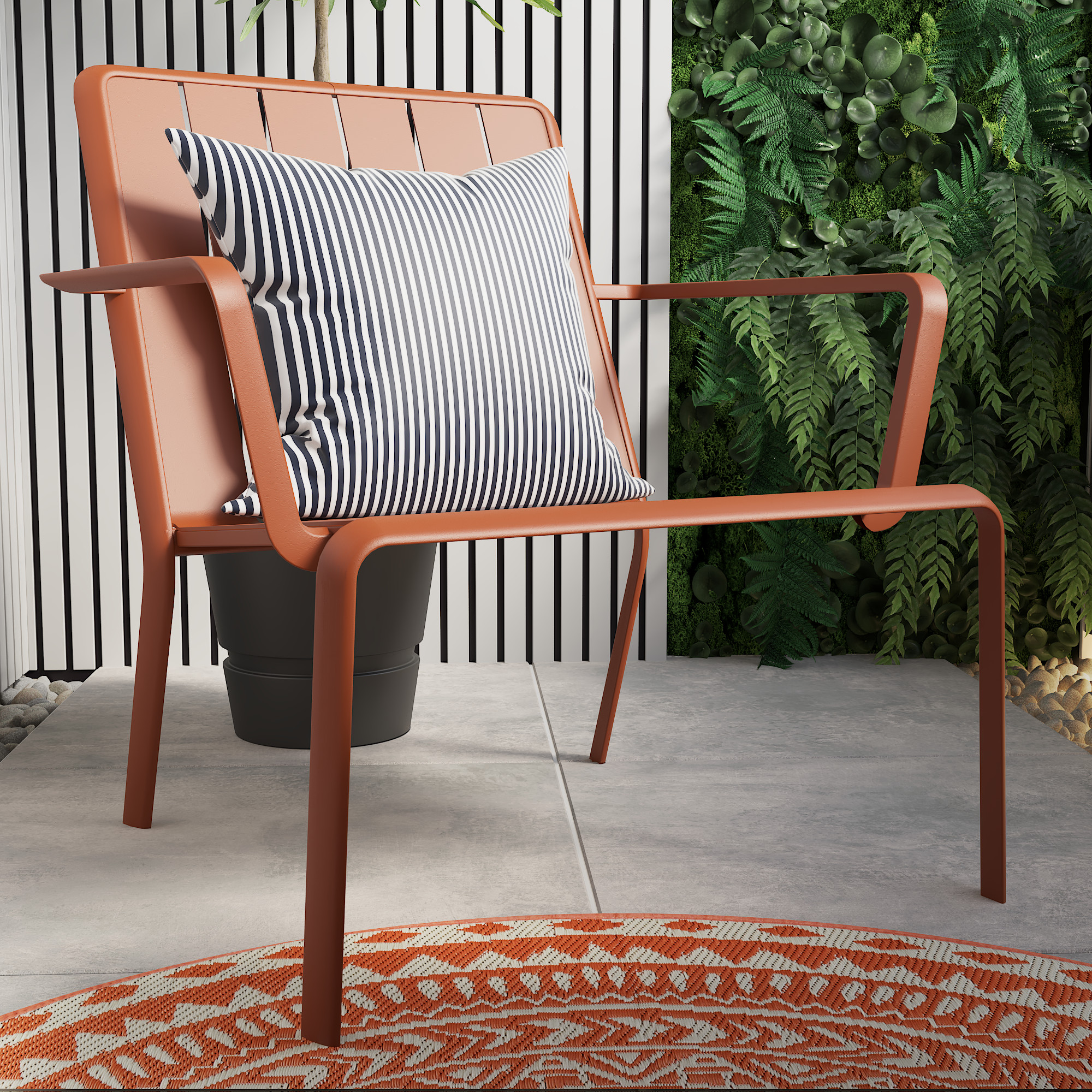 Silla de jardín naterial idaho de aluminio naranja