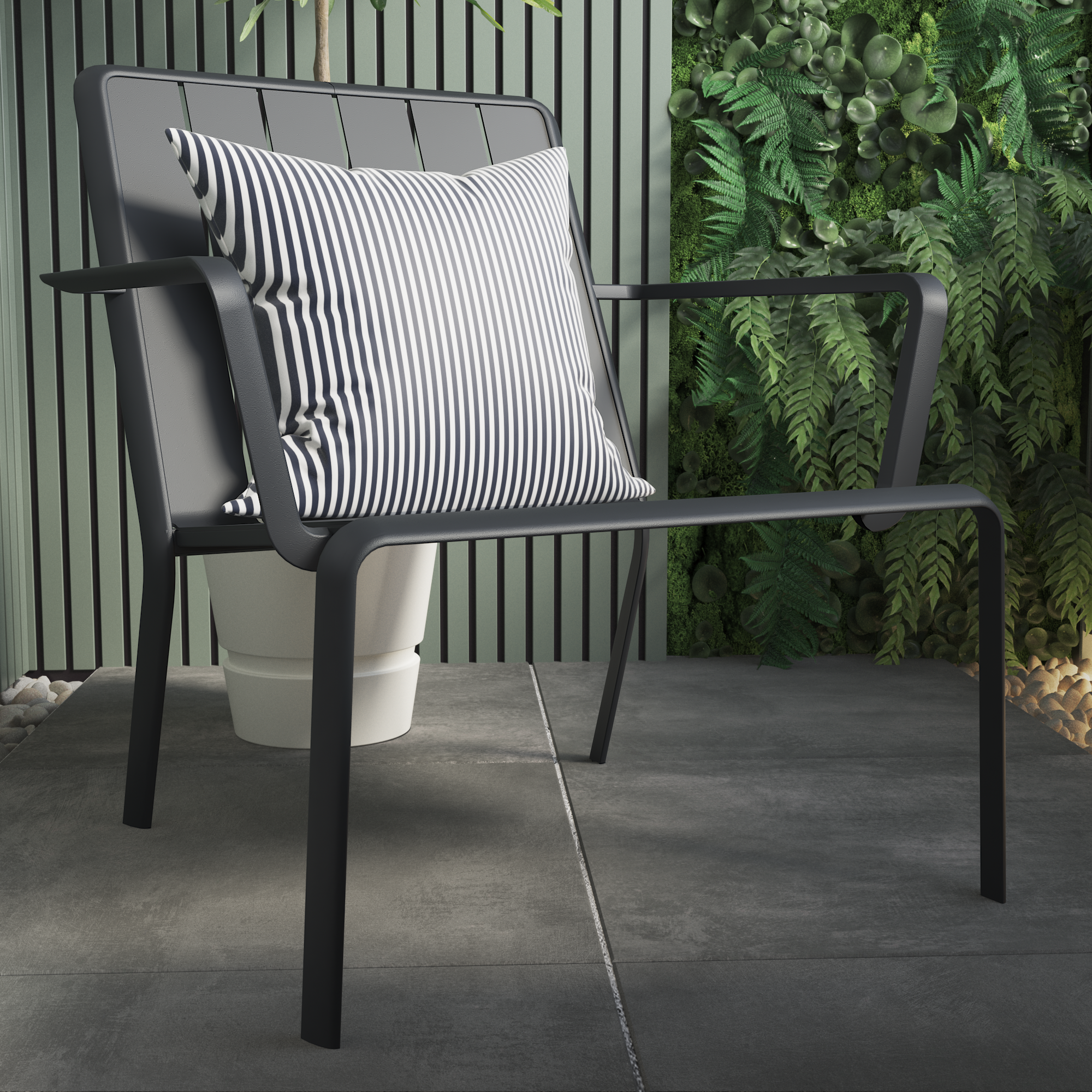 Silla de jardín naterial idaho de aluminio gris