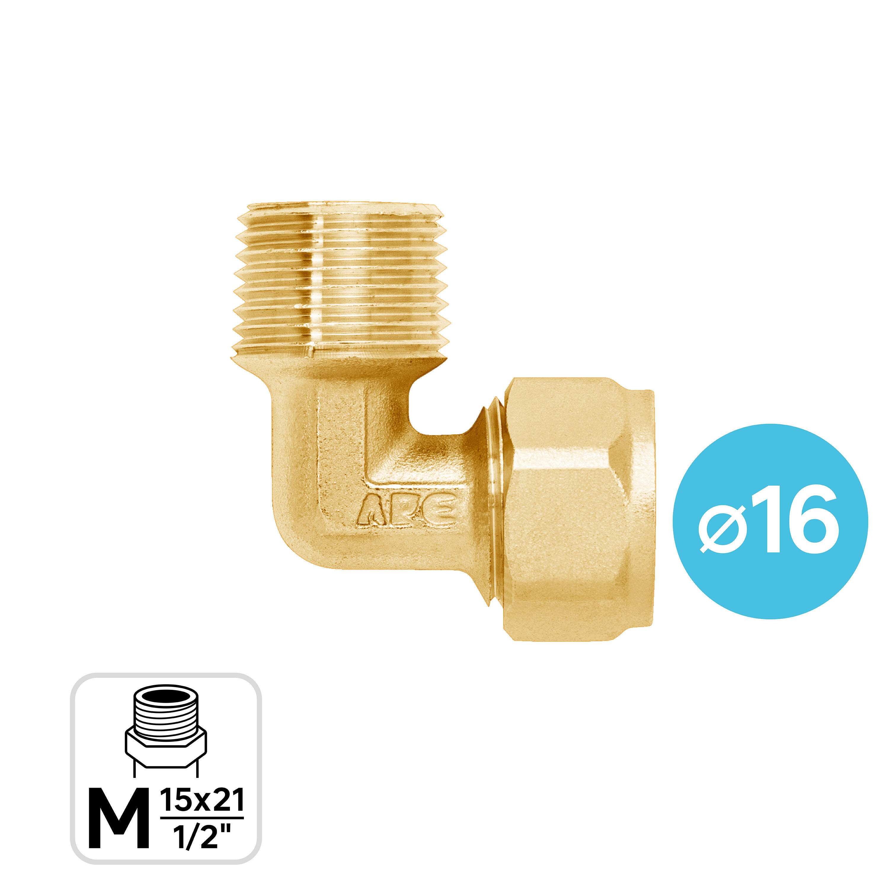 Curva per tubo 90° EQUATION in ottone M1/2