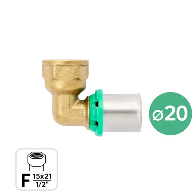 Curva per tubo 90° da pressare EQUATION in ottone F1/2