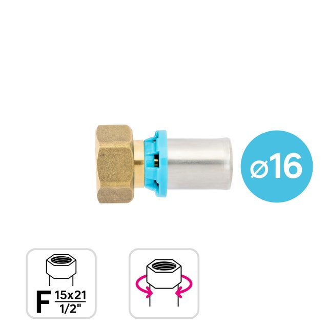 Raccord écrou-libre à sertir multicouche ⌀ 16 F15x21 (1/2