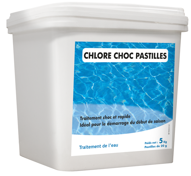 Chlore choc piscine, pastille 5 kg
