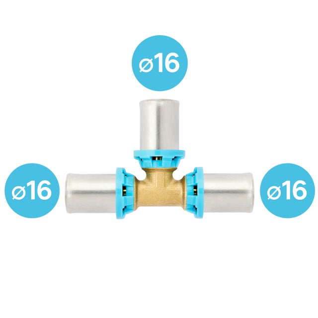 Té à sertir multicouche ⌀ 16, Equation
