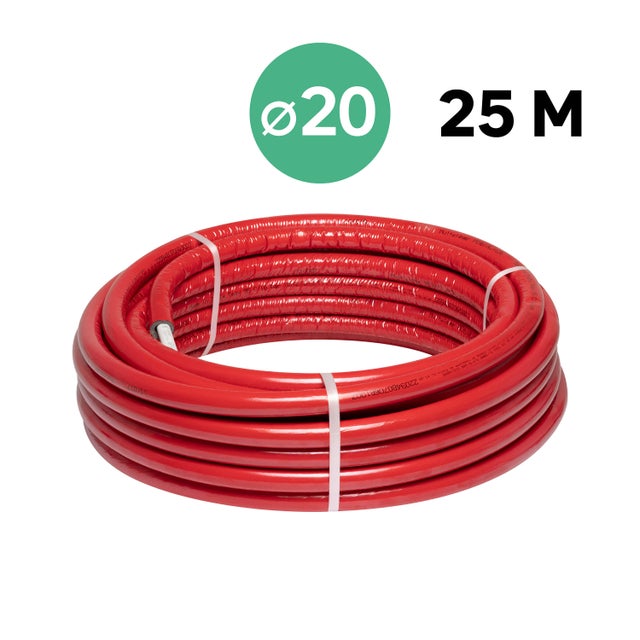 Tube multicouche isolé rouge, Ø20 mm, en couronne de 25 m, EQUATION