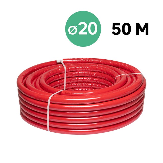 Tube multicouche isolé rouge, Ø20 mm, en couronne de 50 m, EQUATION