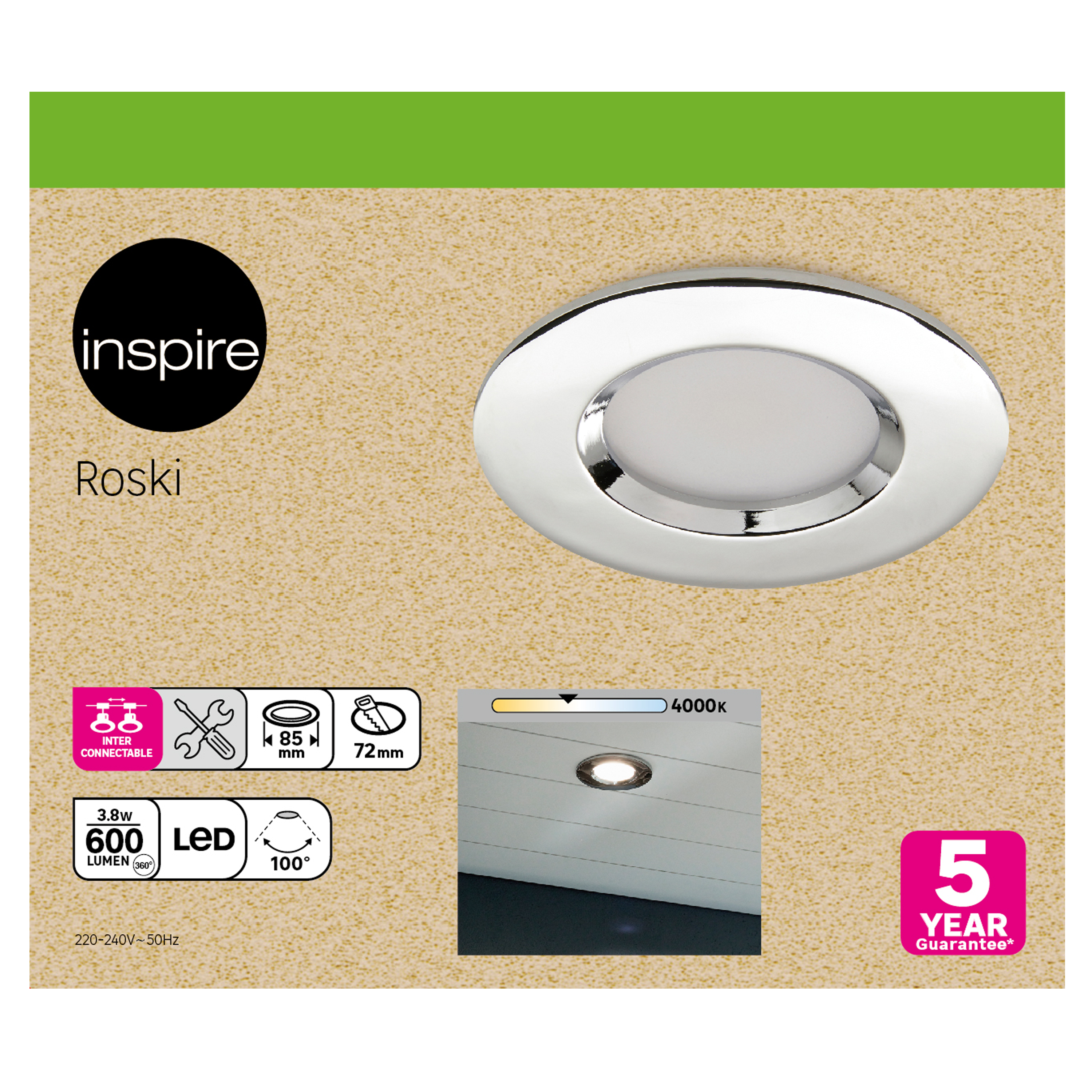 Spot extérieur à encastrer LED Roski, Diam. 8.5 cm 600 Lumen chrome INSPIRE - 7