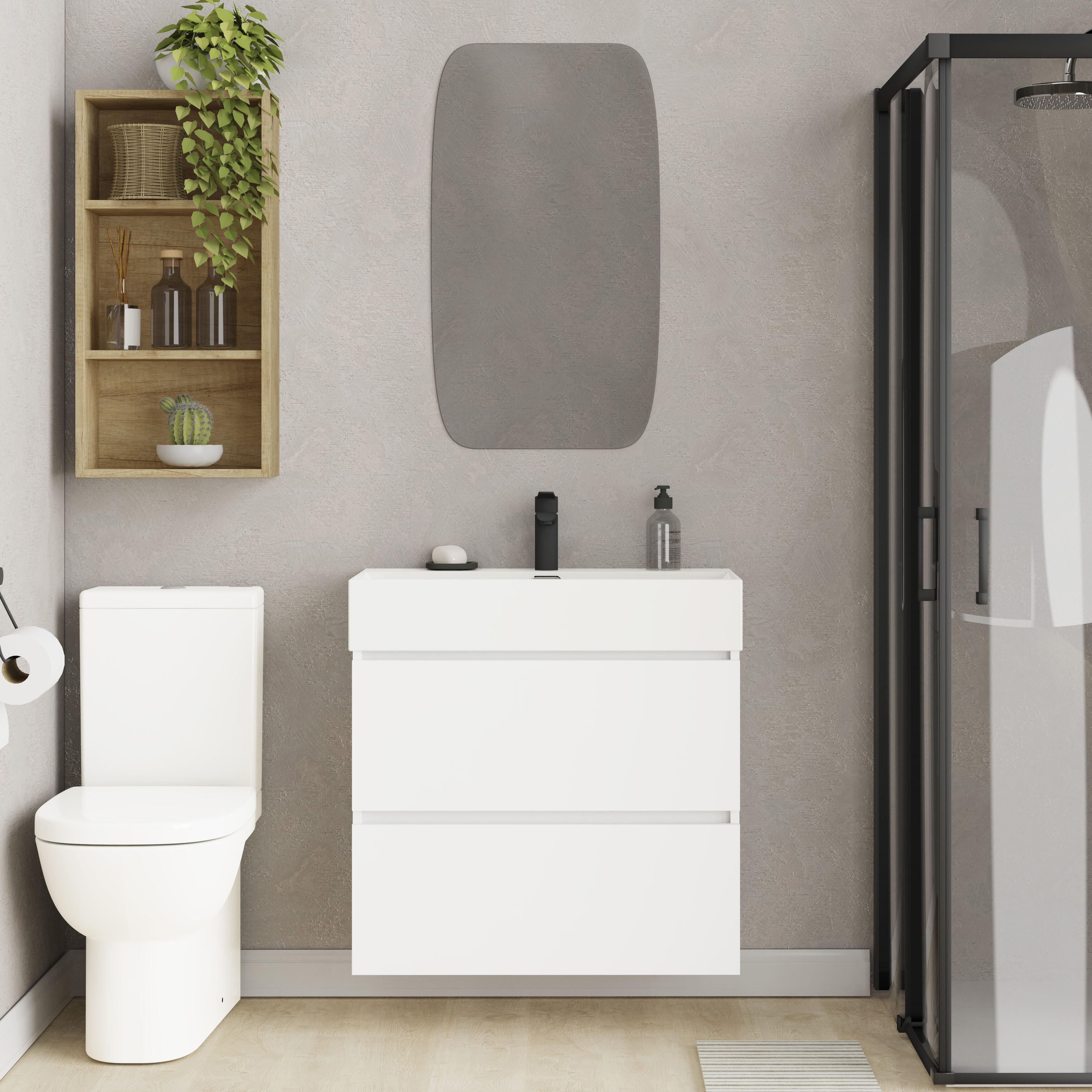 Mueble de baño con lavabo espacio xl blanco mate 70x36 cm