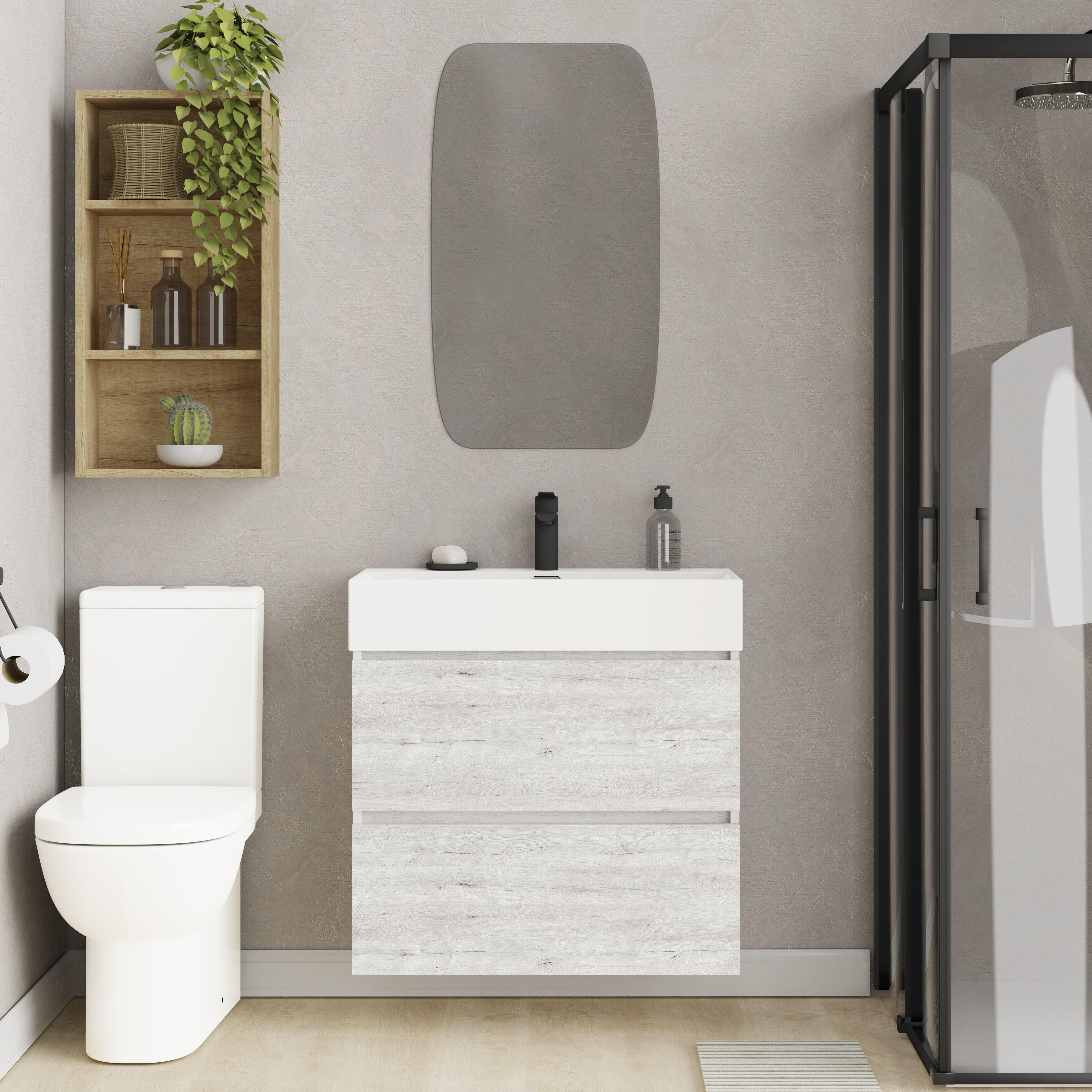 Mueble de baño con lavabo espacio xl gris mate 70x36 cm