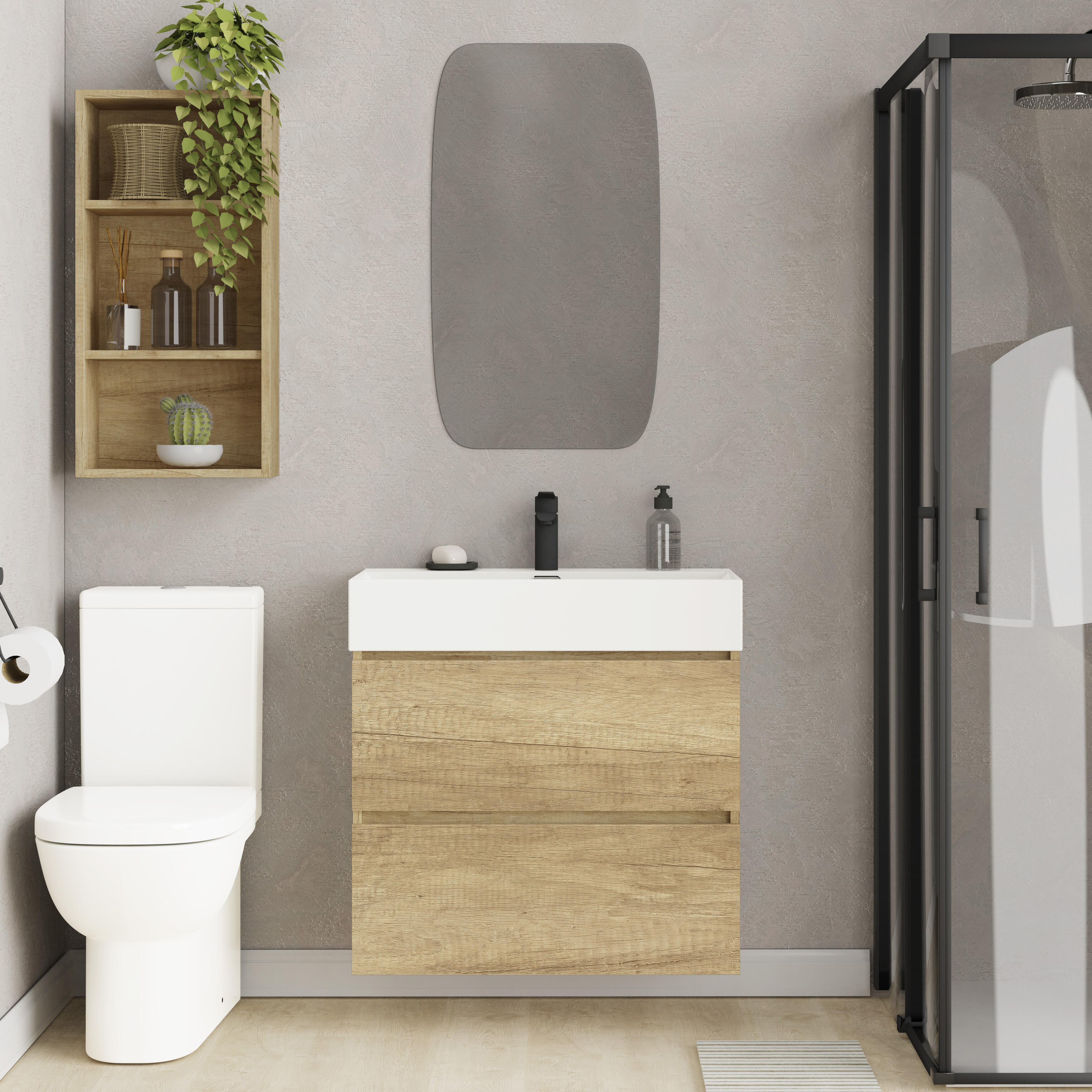 Mueble de baño con lavabo espacio xl olmo mate 70x36 cm