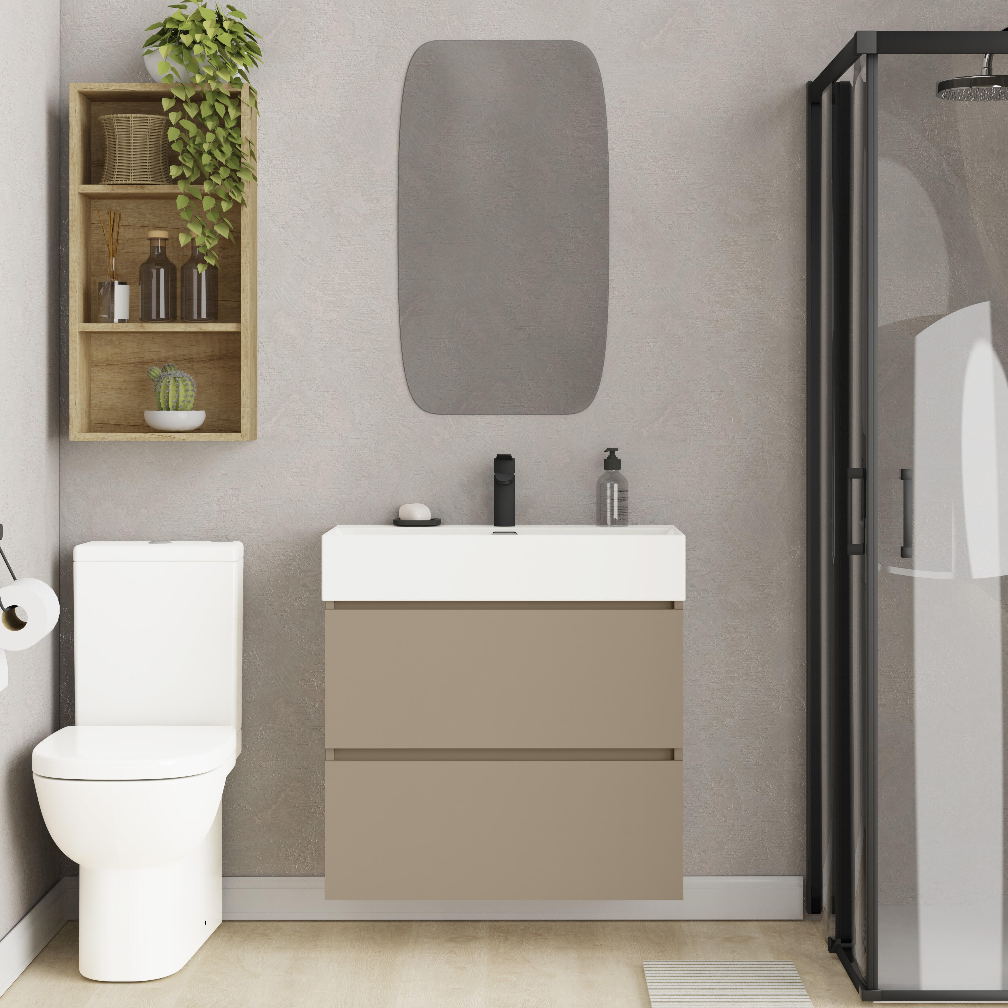 Mueble de baño con lavabo espacio xl moka mate 70x36 cm