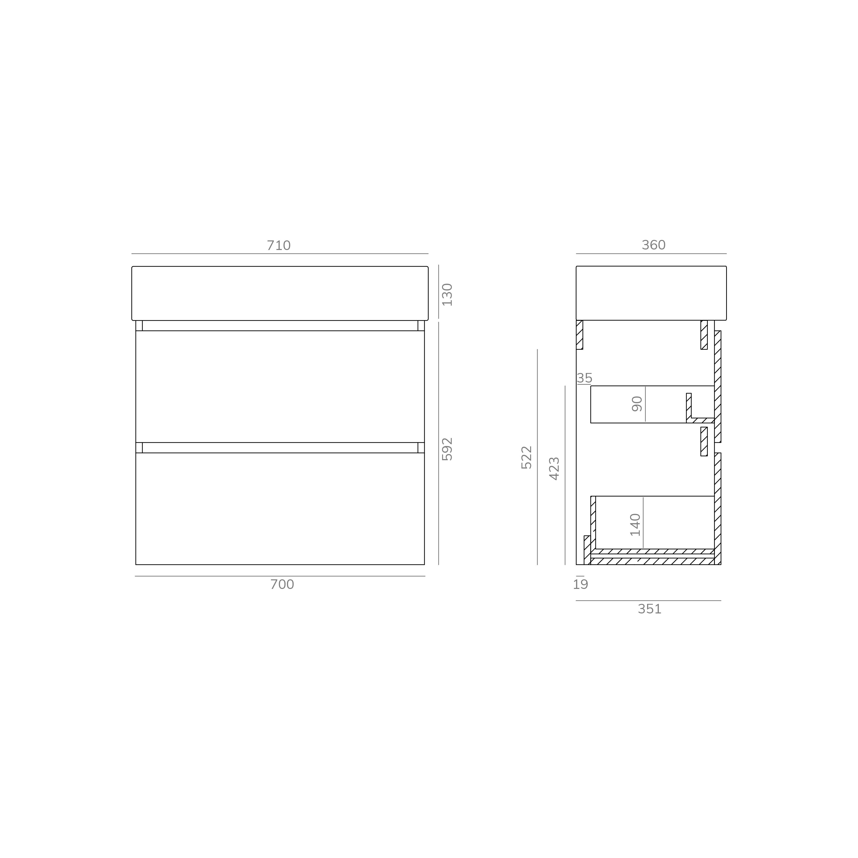 Móvel de casa de banho com lavatório 70x36x70 cm carvalho Espacio XL - 6