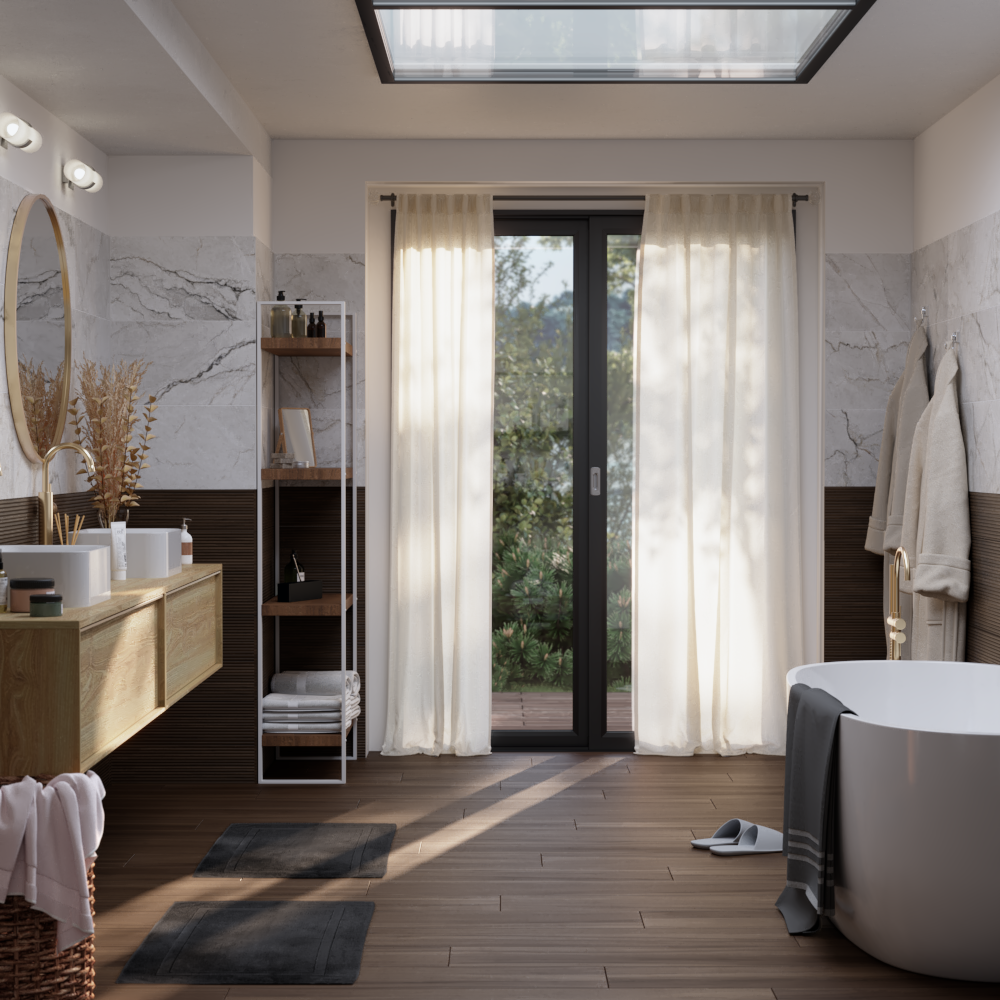 Piastrella da pavimento e rivestimento interno in gres porcellanato 20 x 120 cm rettificato smaltato marrone noce opaco Blush Walnut R9 traffico medio forte (pei 3/5) Sp. 9 mm 1.2 mq - 3