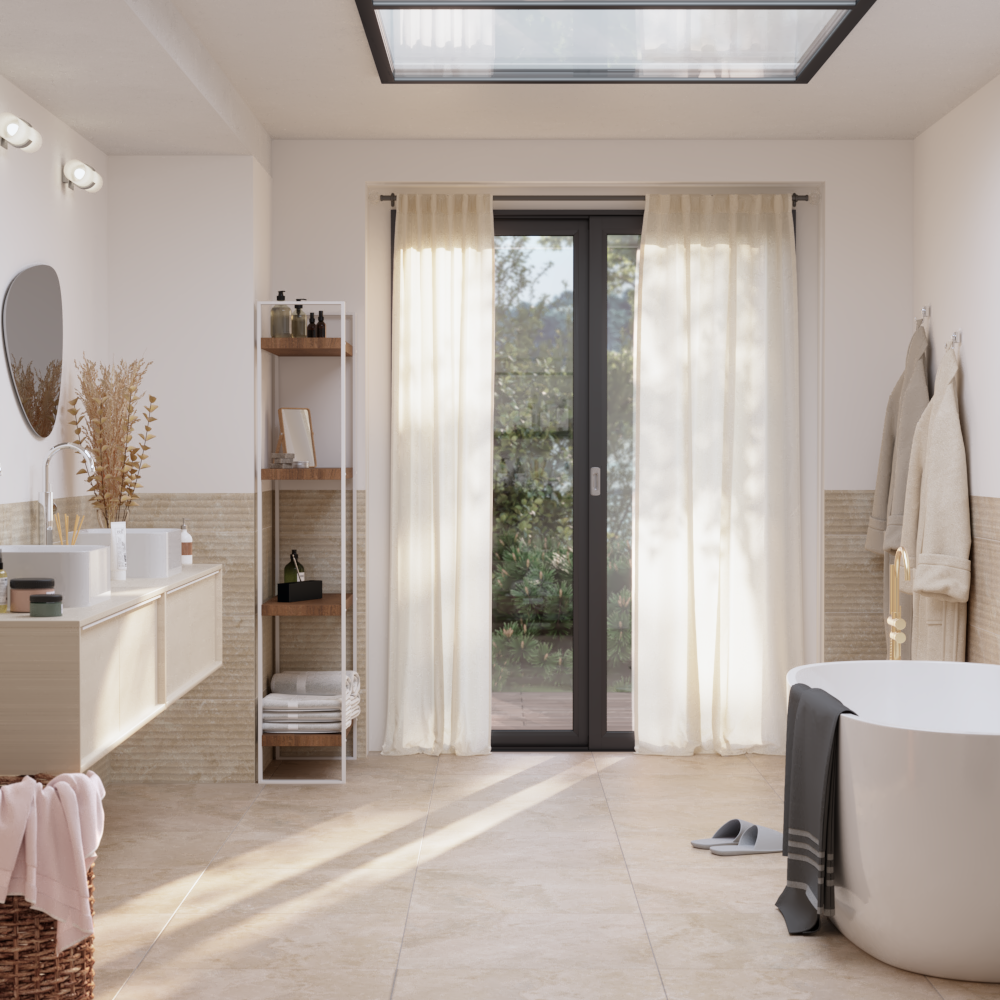 Carrelage sol intérieur / mur intérieur effet pierre beige Lakos l.60 x L.60 cm - 2