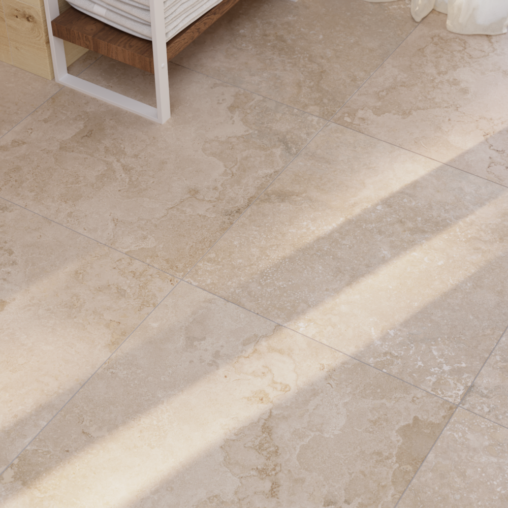 Carrelage sol intérieur / mur intérieur effet pierre beige Lakos l.60 x L.60 cm - 5