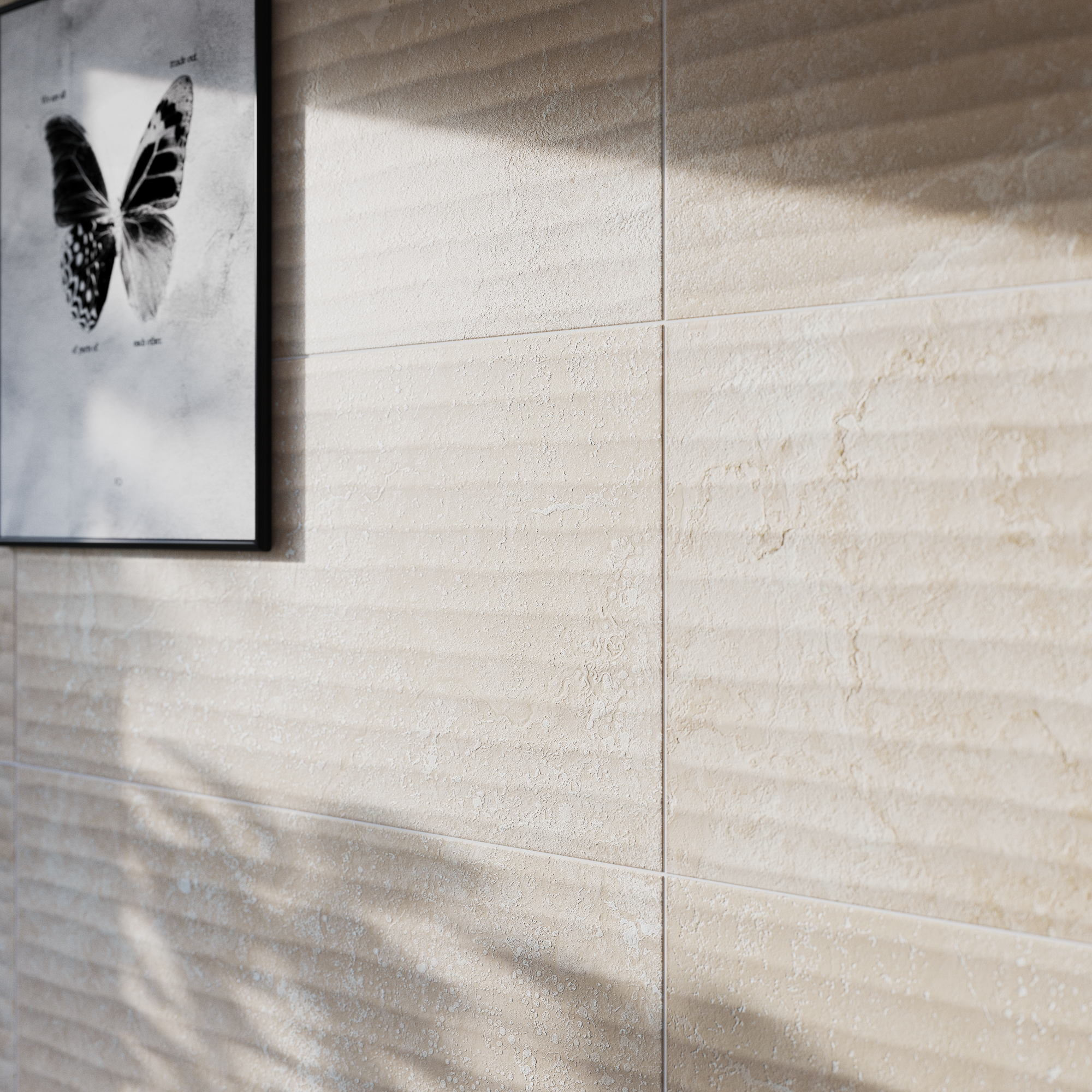 Azulejo cerámico lakos efecto relieve beige 3d 30x60 cm artens