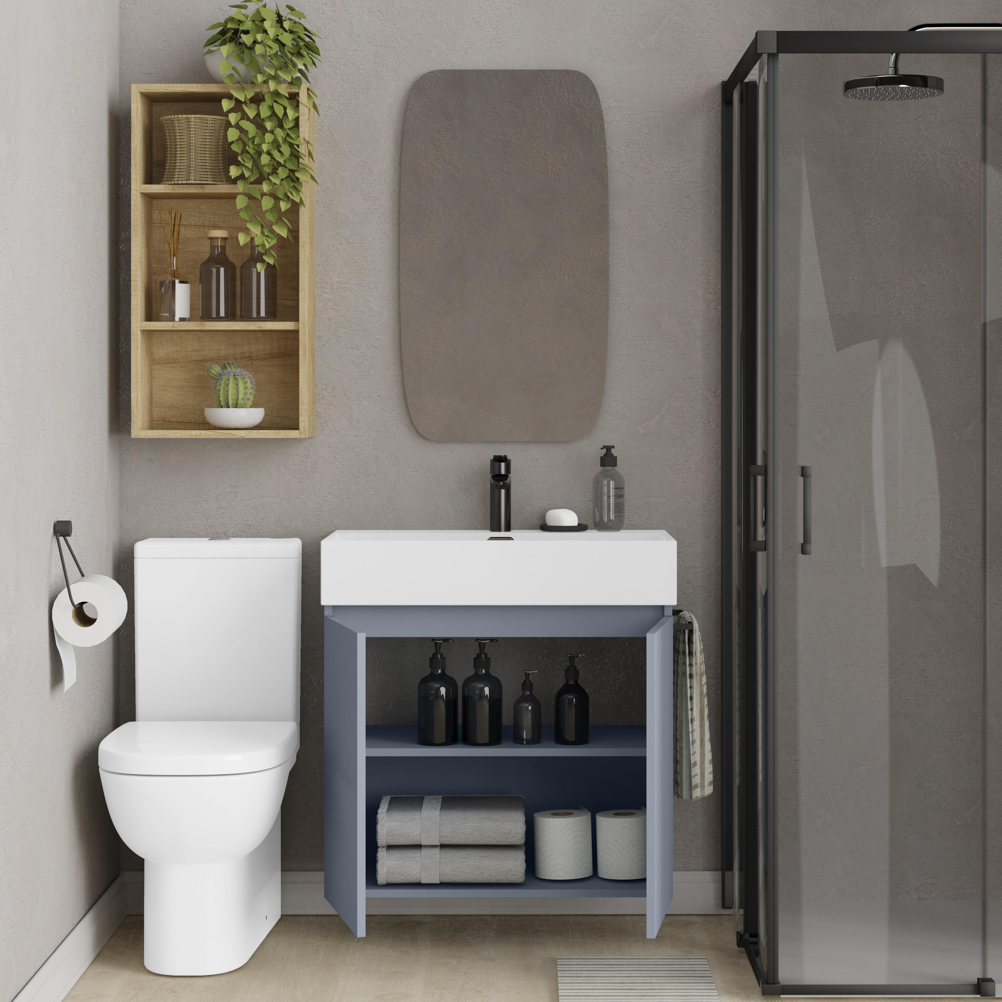 Mueble de baño con lavabo espacio xl azul 70x36 cm