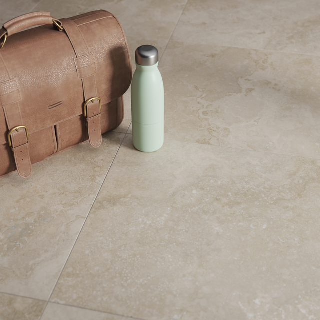 Carrelage sol intérieur / mur intérieur effet pierre beige Lakos l.60 x L.60 cm