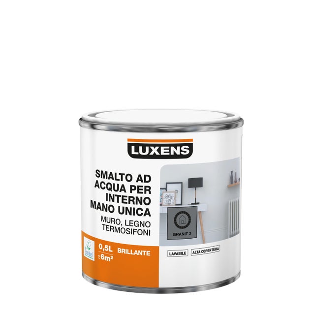 Smalto da interno, LUXENS Mano Unica grigio granito 2 lucido, 0.5 L