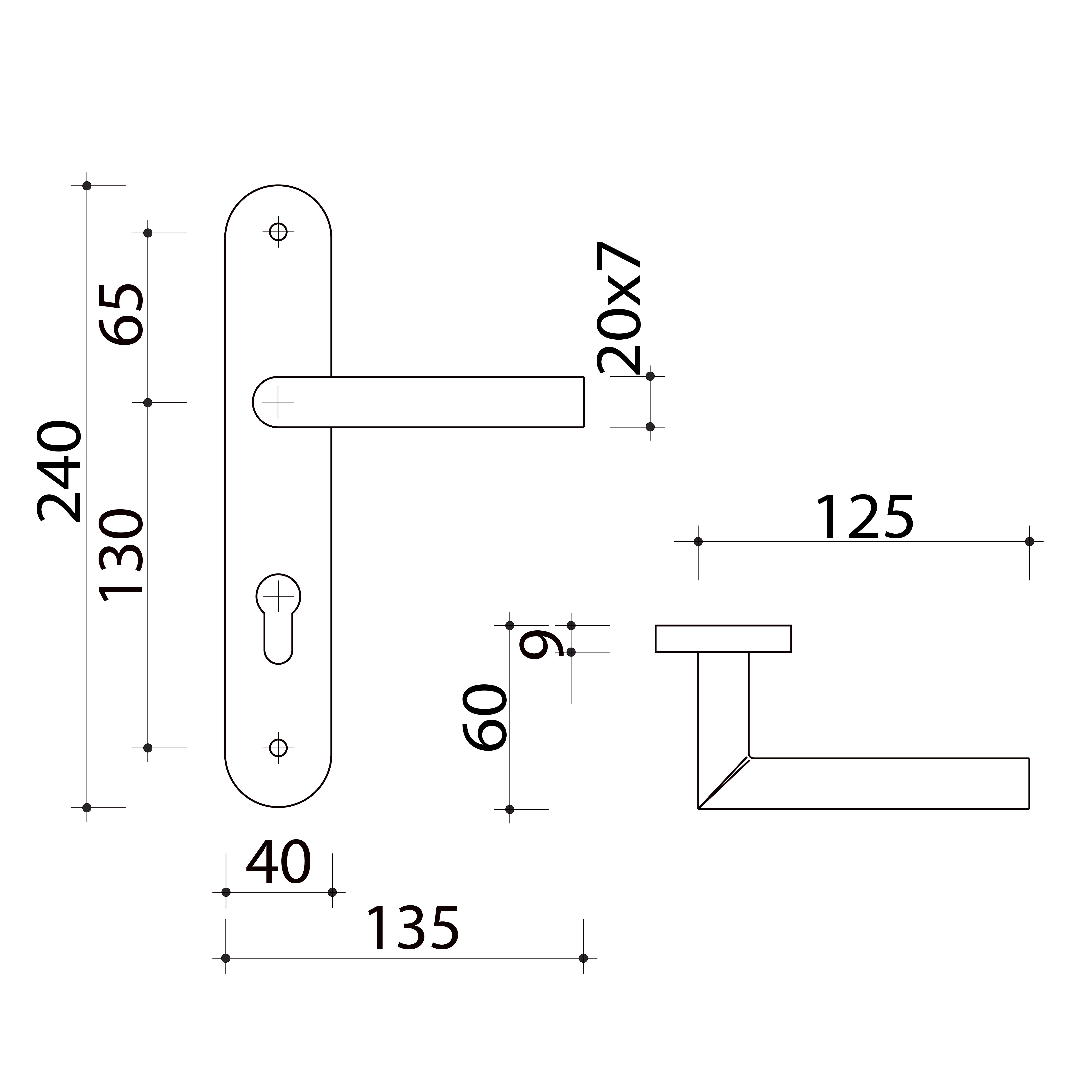 2 poignées sur plaque à cylindre Louna aluminium anthracite mat, entraxe 195 mm - 2