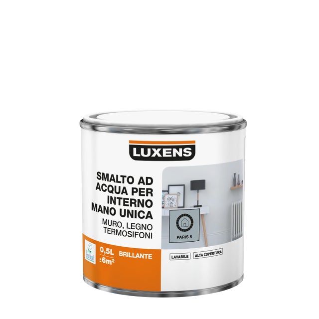 Smalto da interno, LUXENS Mano Unica grigio parigi 5 lucido, 0.5 L