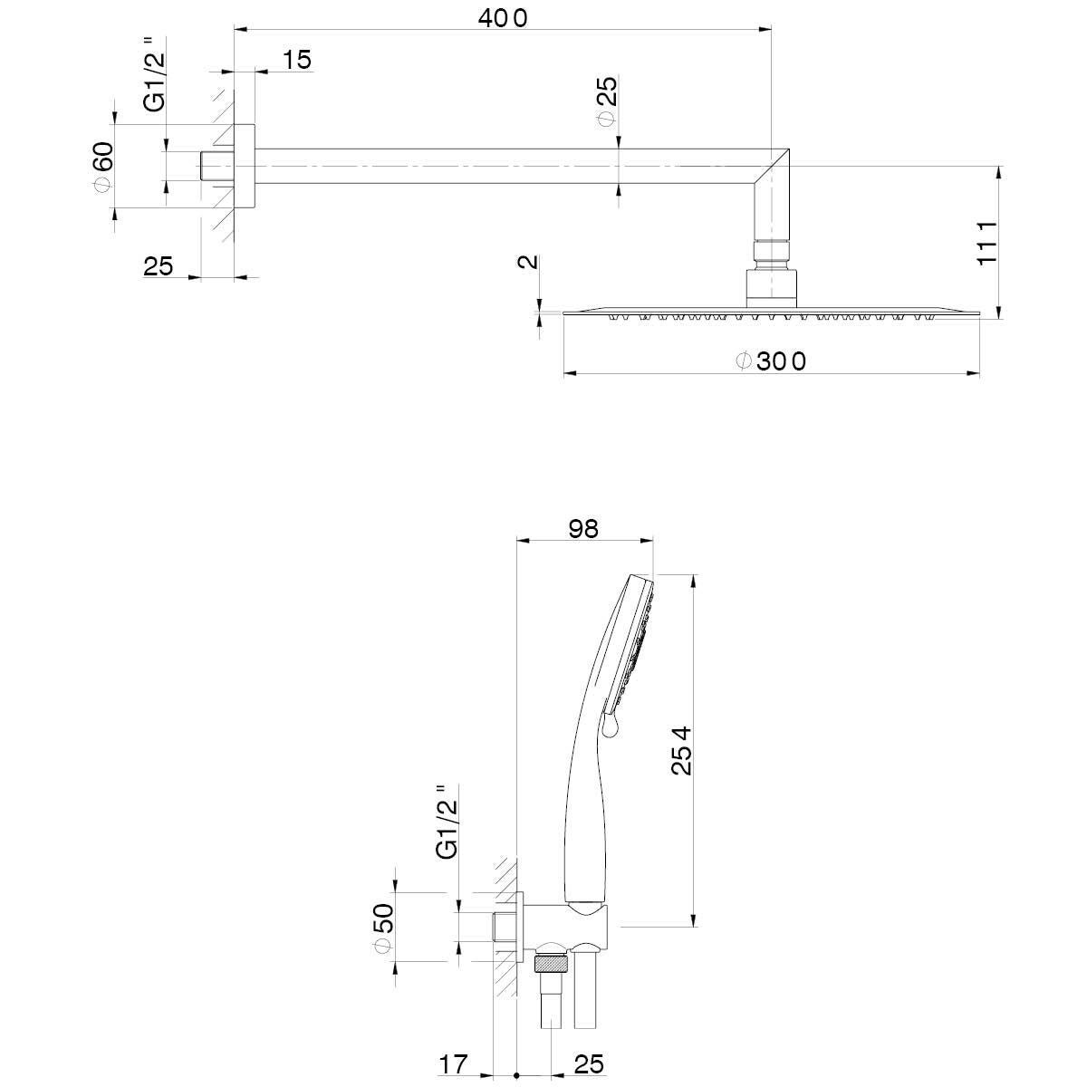 Kit incasso doccia HUBER Tayrona/Plano cromo - 5