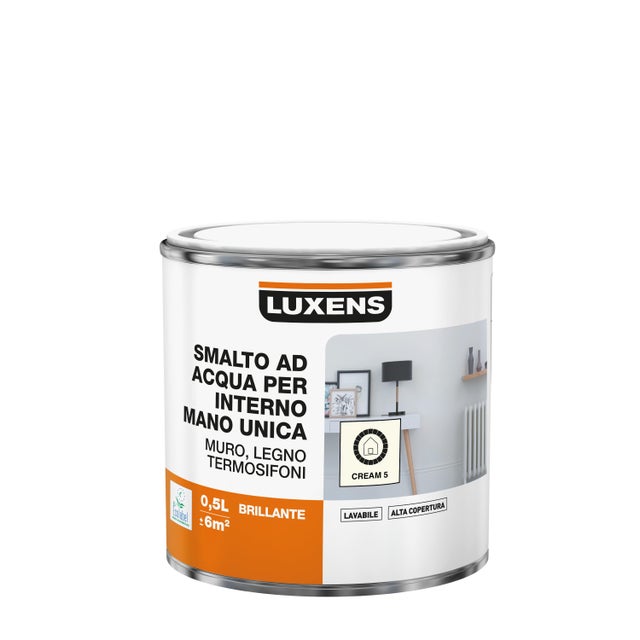 Smalto da interno, LUXENS Mano Unica bianco cream 5 lucido, 0.5 L