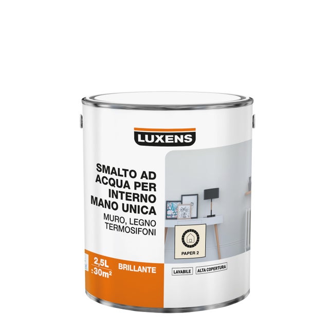 Smalto da interno, LUXENS Mano Unica bianco paper 2 lucido, 2.5 L