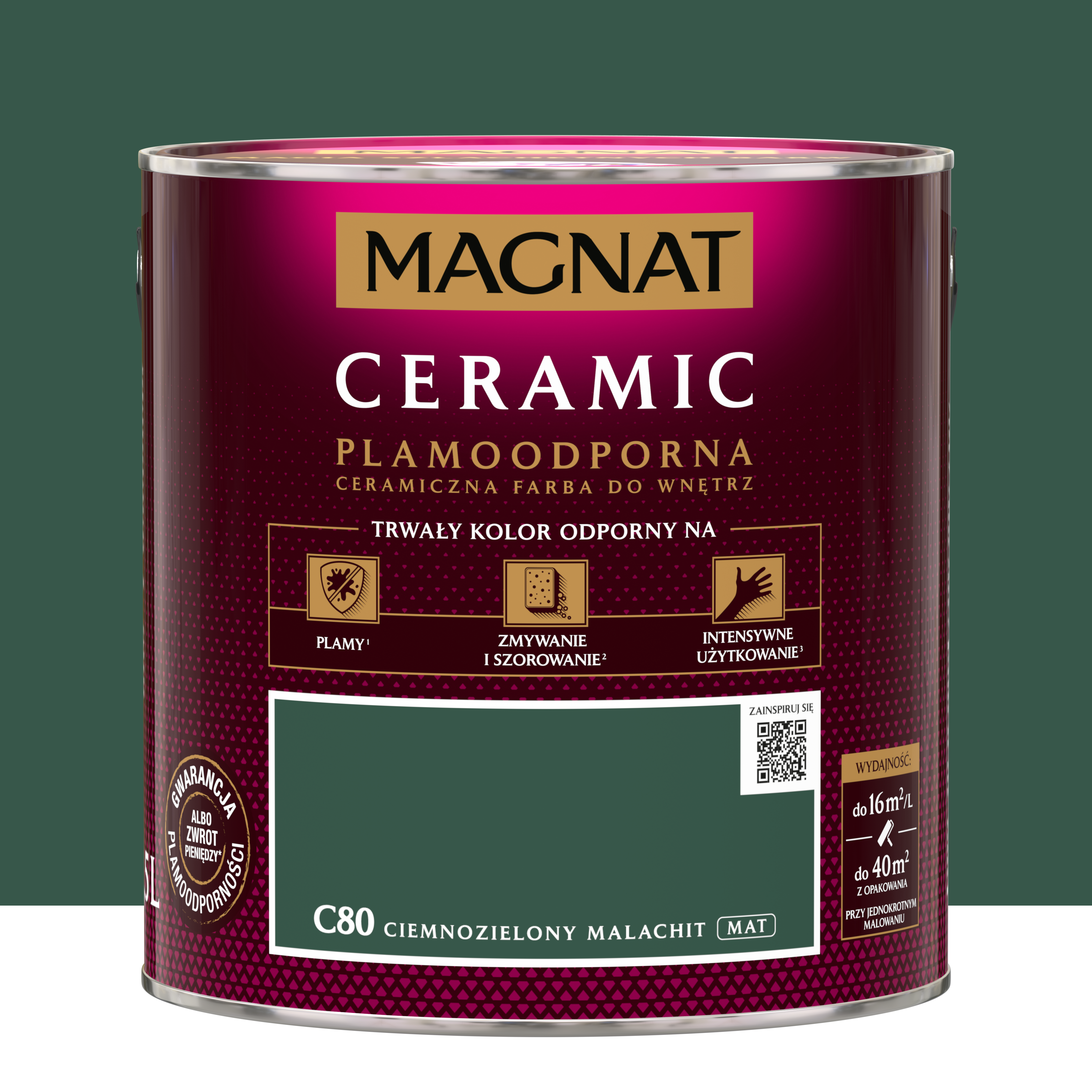 Farba Magnat Ceramic Ciemnozielony malachit 2.5 l