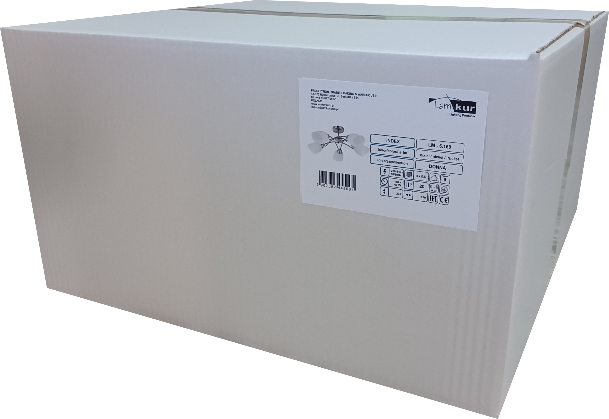 Lampa sufitowa Donna nikiel 5 x E27 Lamkur - 10