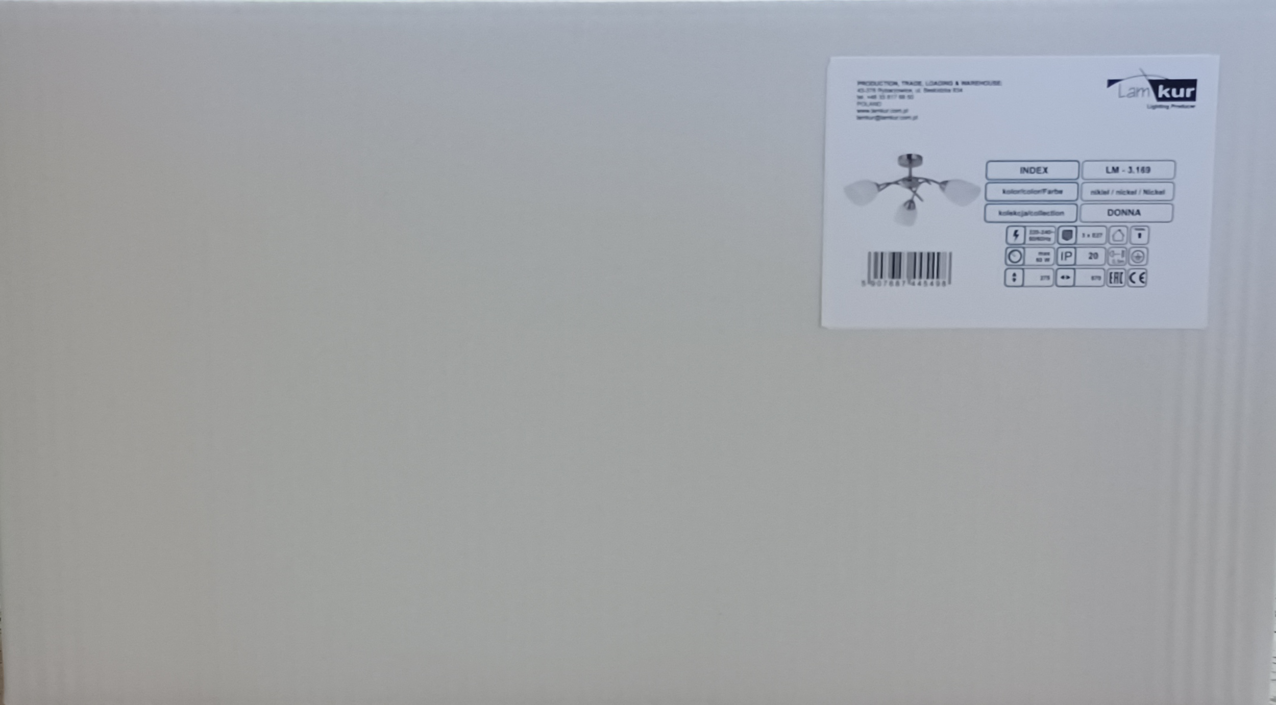 Lampa sufitowa Donna nikiel 3 x E27 Lamkur - 12