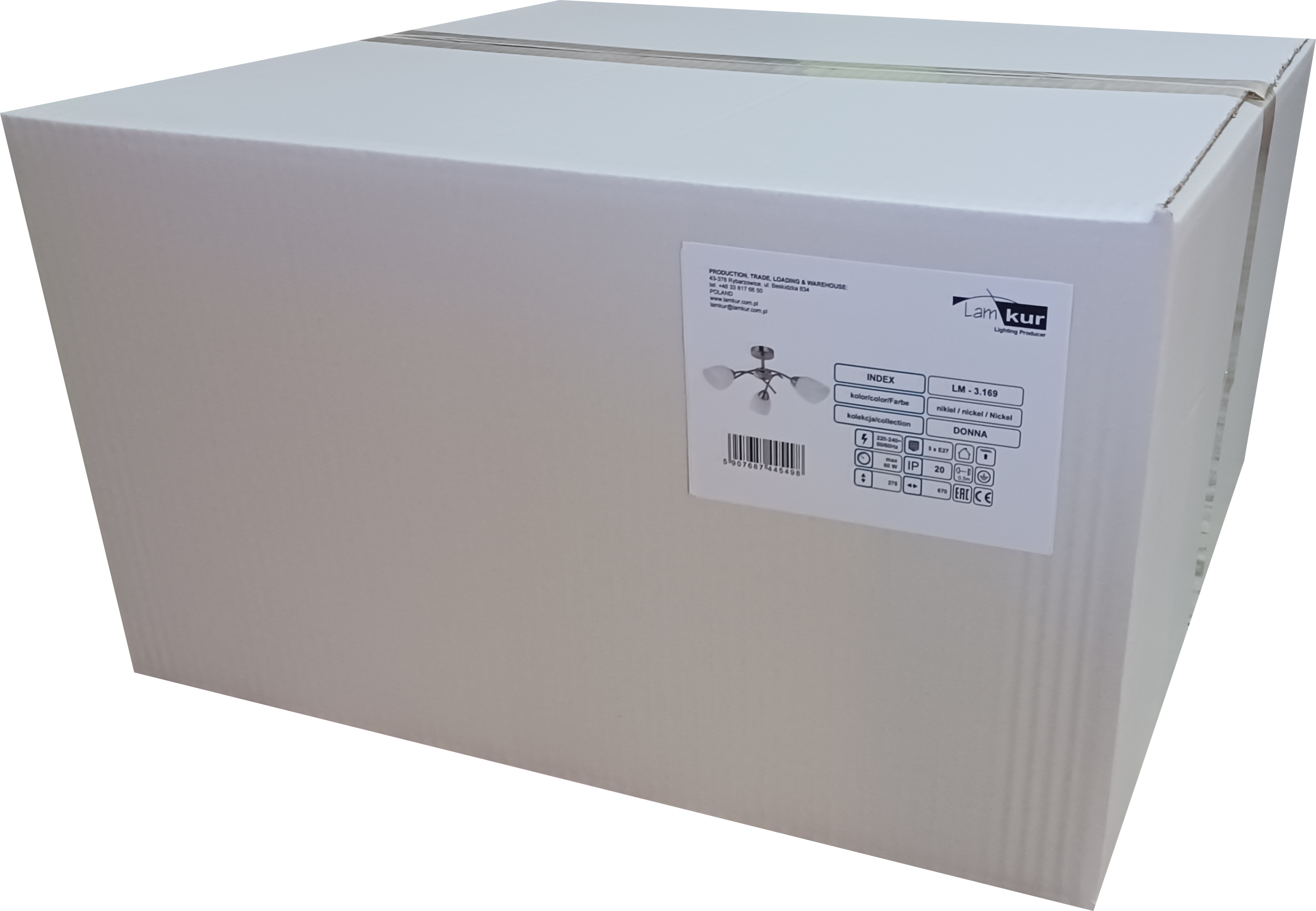 Lampa sufitowa Donna nikiel 3 x E27 Lamkur - 11