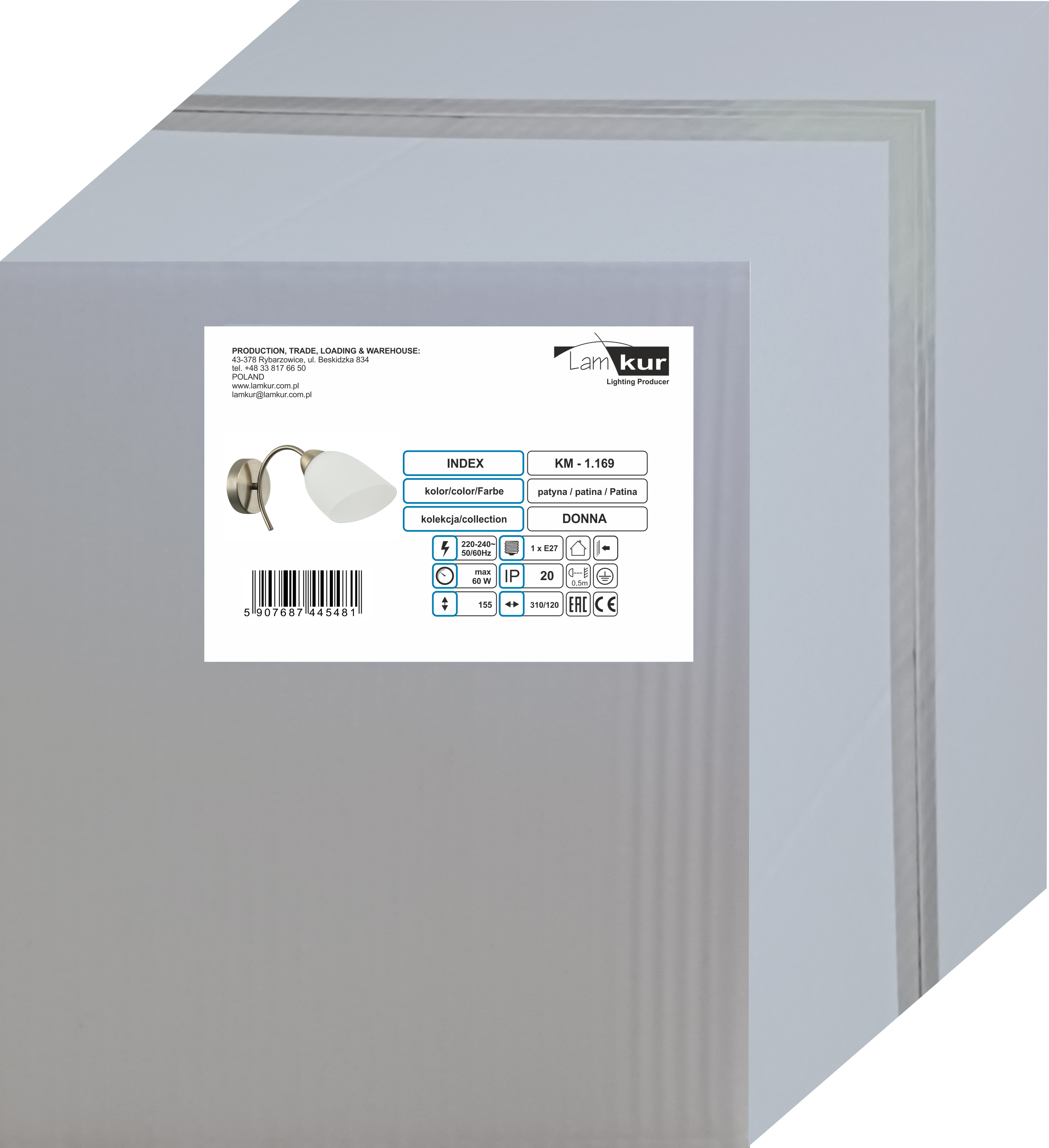 Kinkiet Donna patyna E27 Lamkur - 10