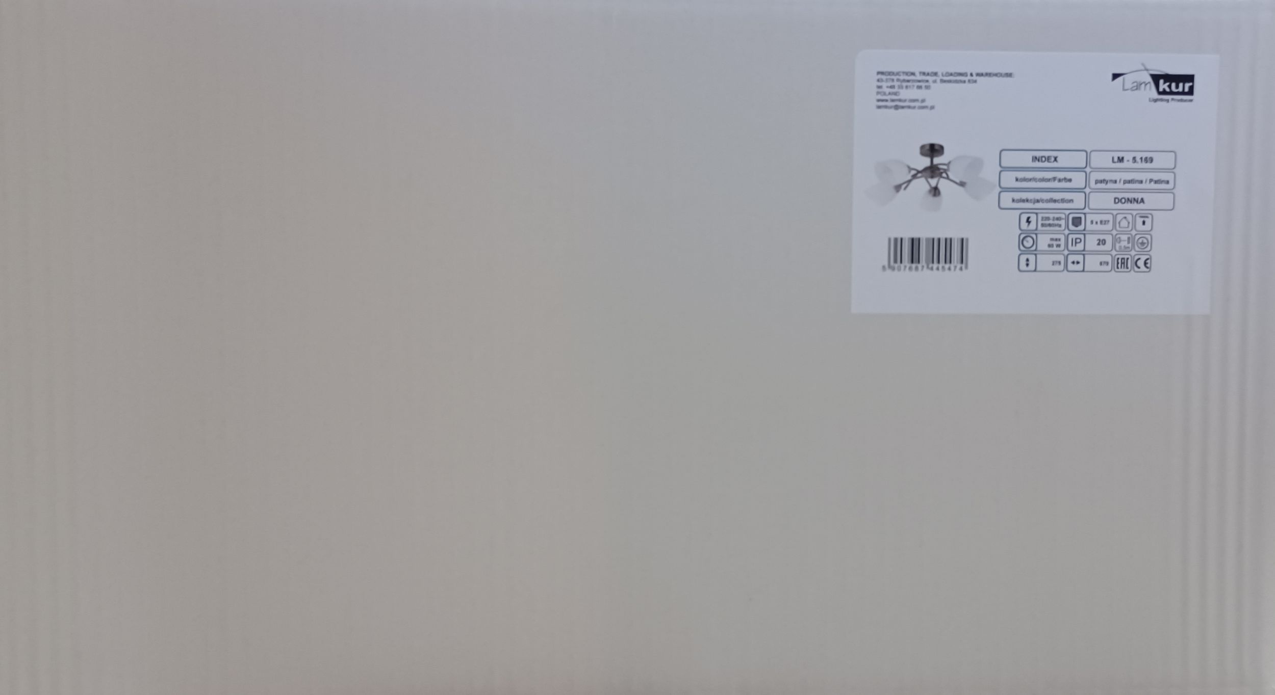 Lampa sufitowa Donna patyna 5 x E27 Lamkur - 11