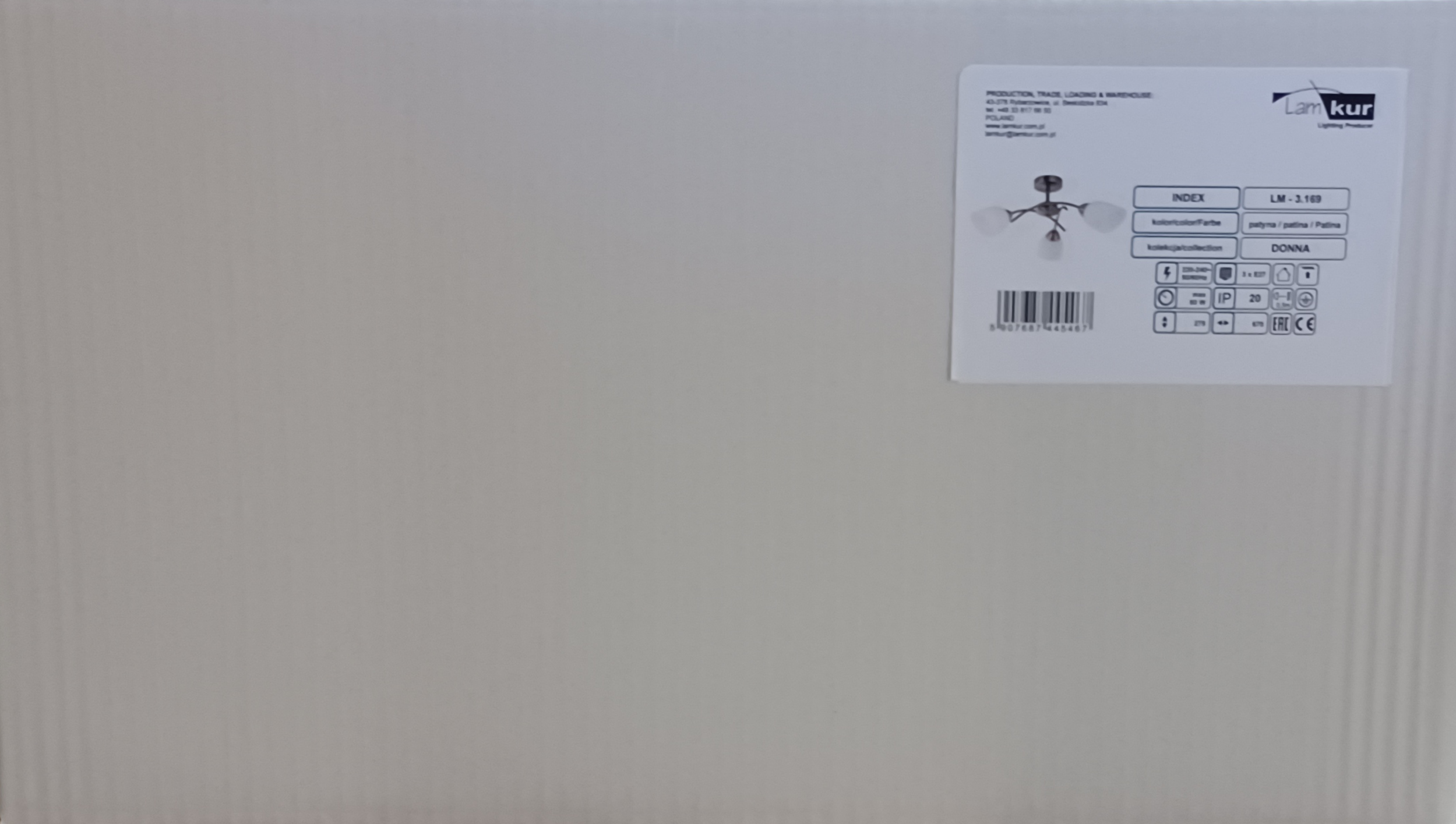 Lampa sufitowa Donna patyna 3 x E27 Lamkur - 11