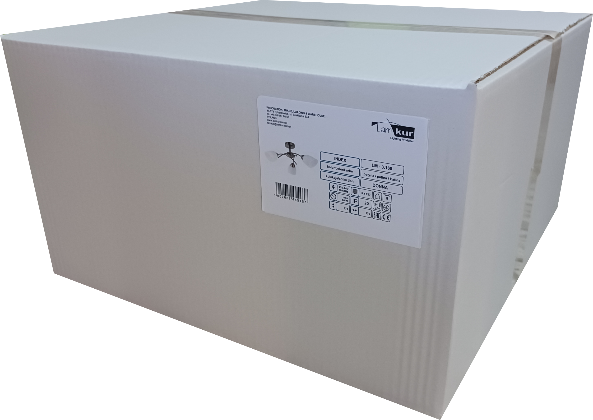 Lampa sufitowa Donna patyna 3 x E27 Lamkur - 10