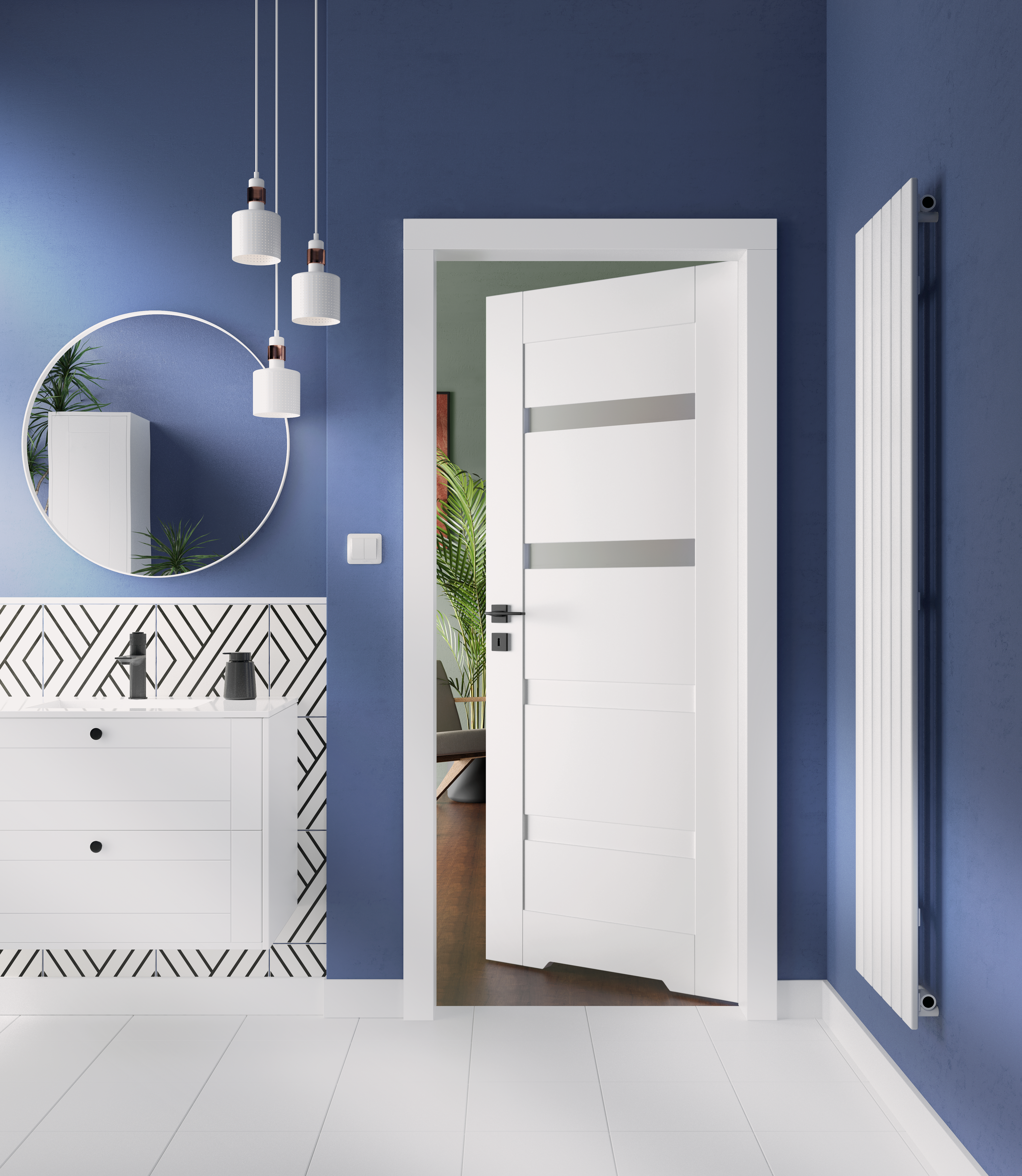 Drzwi wewnętrzne łazienkowe z podcięciem wentylacyjnym Parma Białe 80 Prawe Artens - 4