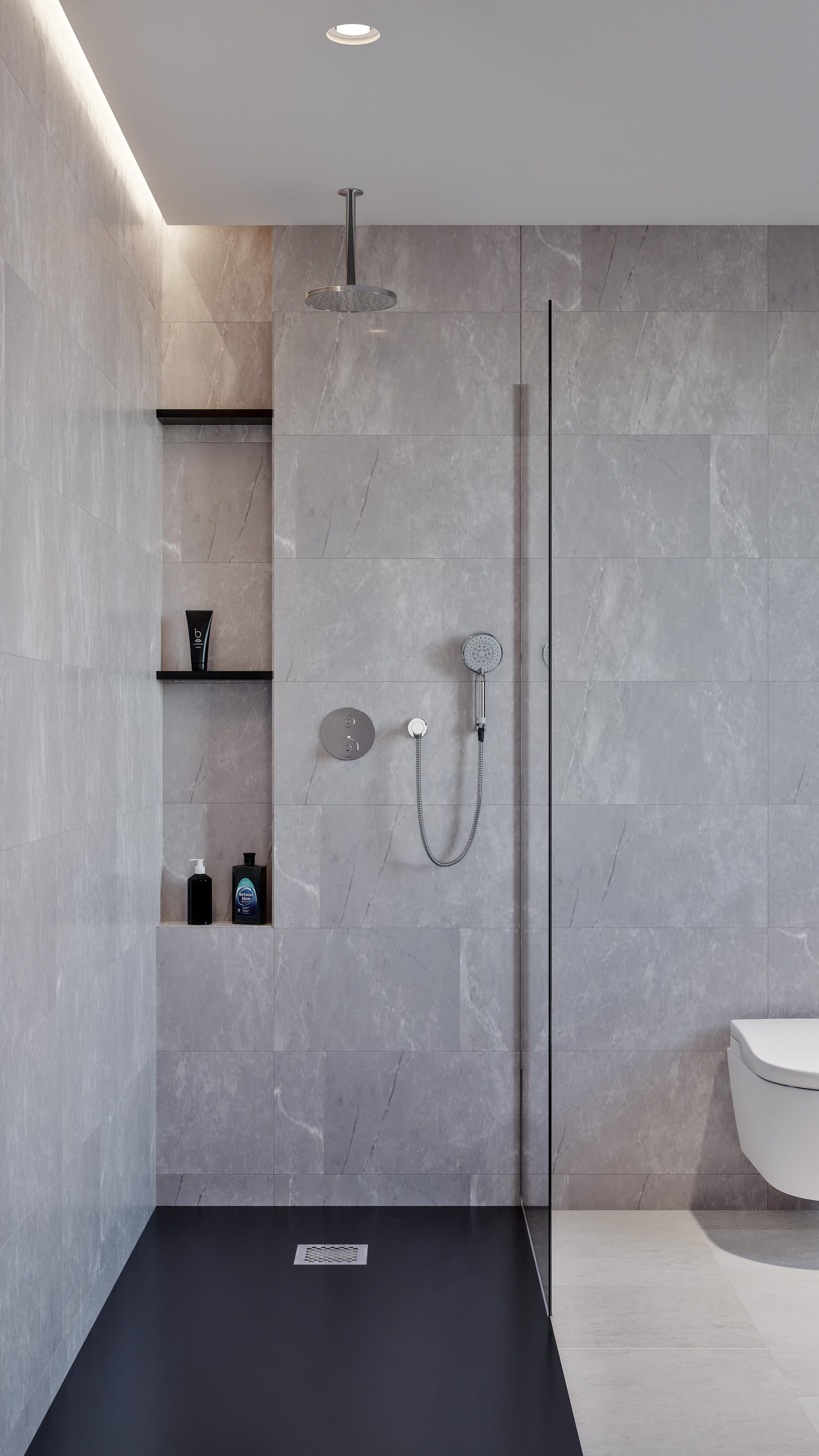 Conjunto De Ducha Empotrado Monomando A Pared Navia Negro Mate