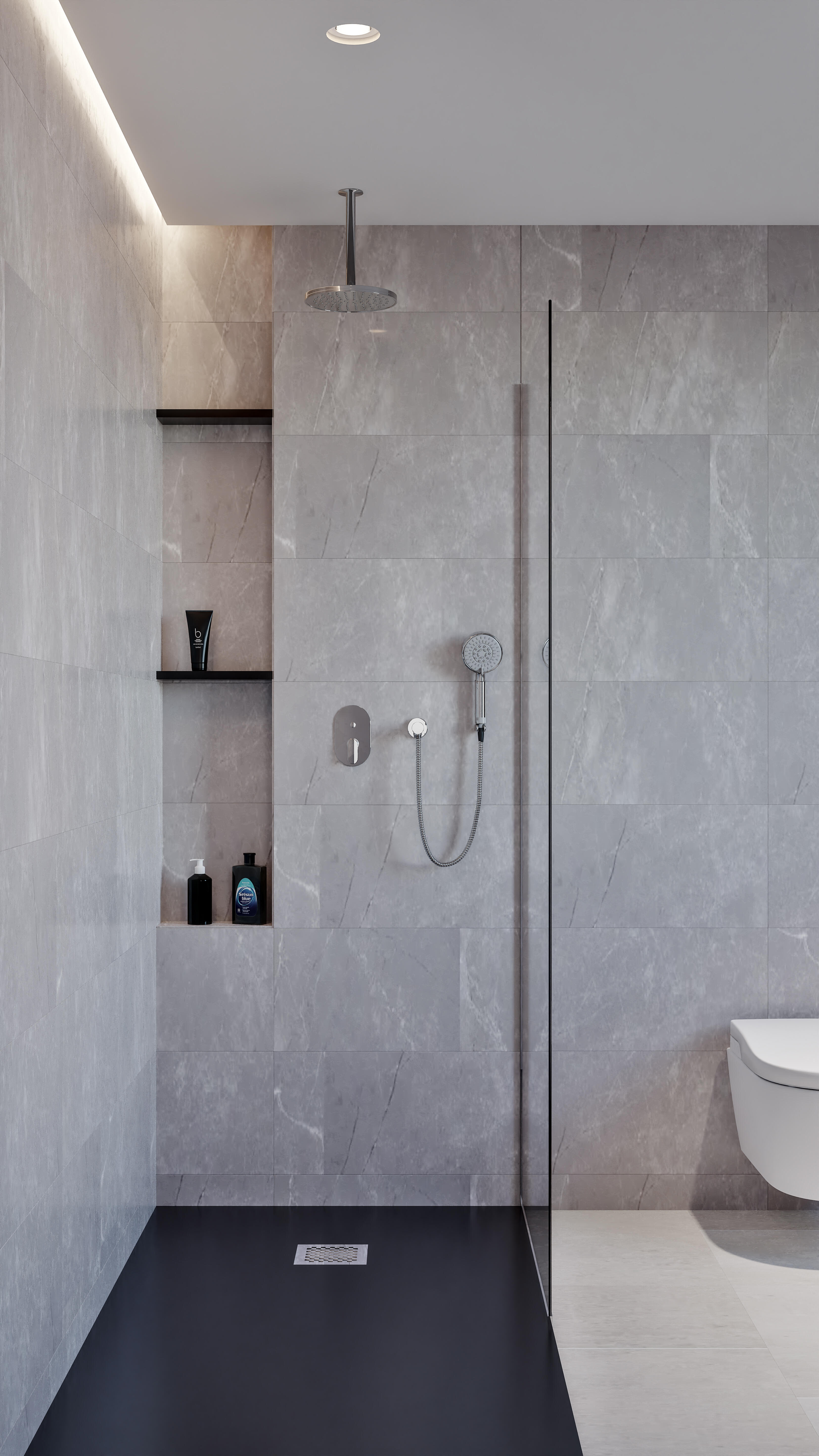 Conjunto de ducha empotrado monomando hansgrohe vernis gris / plata