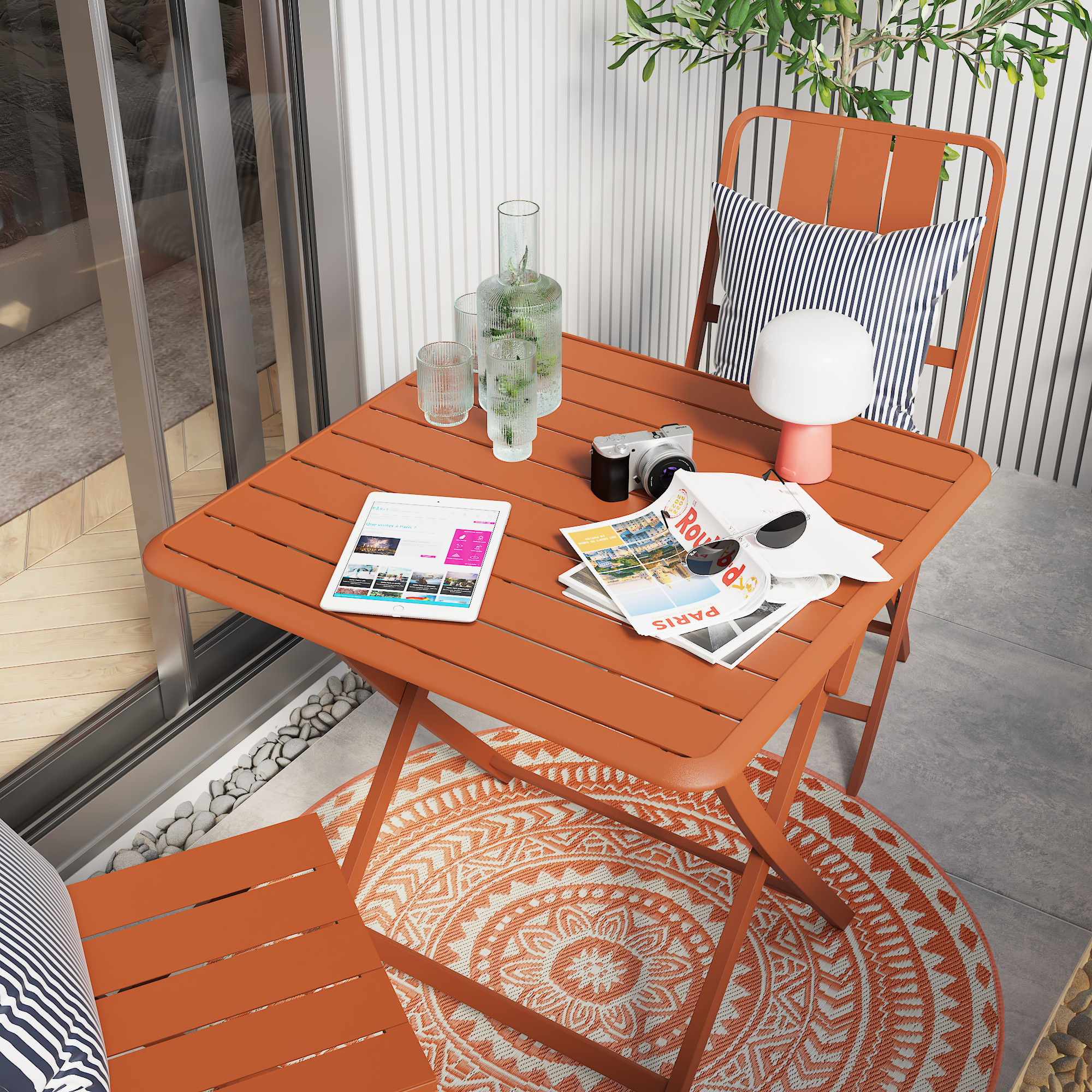 Sedia da giardino pieghevole in alluminio Idaho NATERIAL, seduta in alluminio arancione - 7